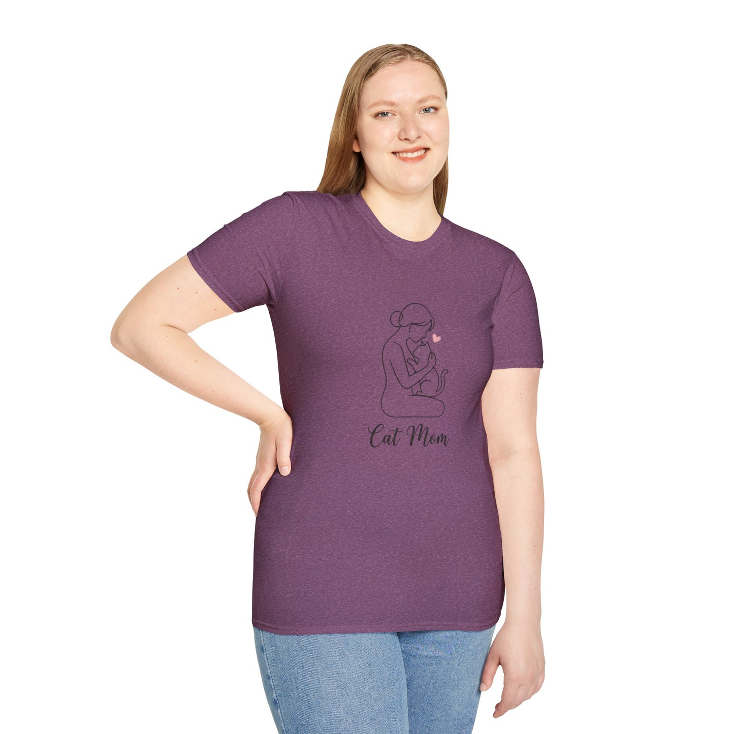 Cat Mom T-Shirt - Minimalist Line Art Graphic Tee - Cute Pet Lover Gift
