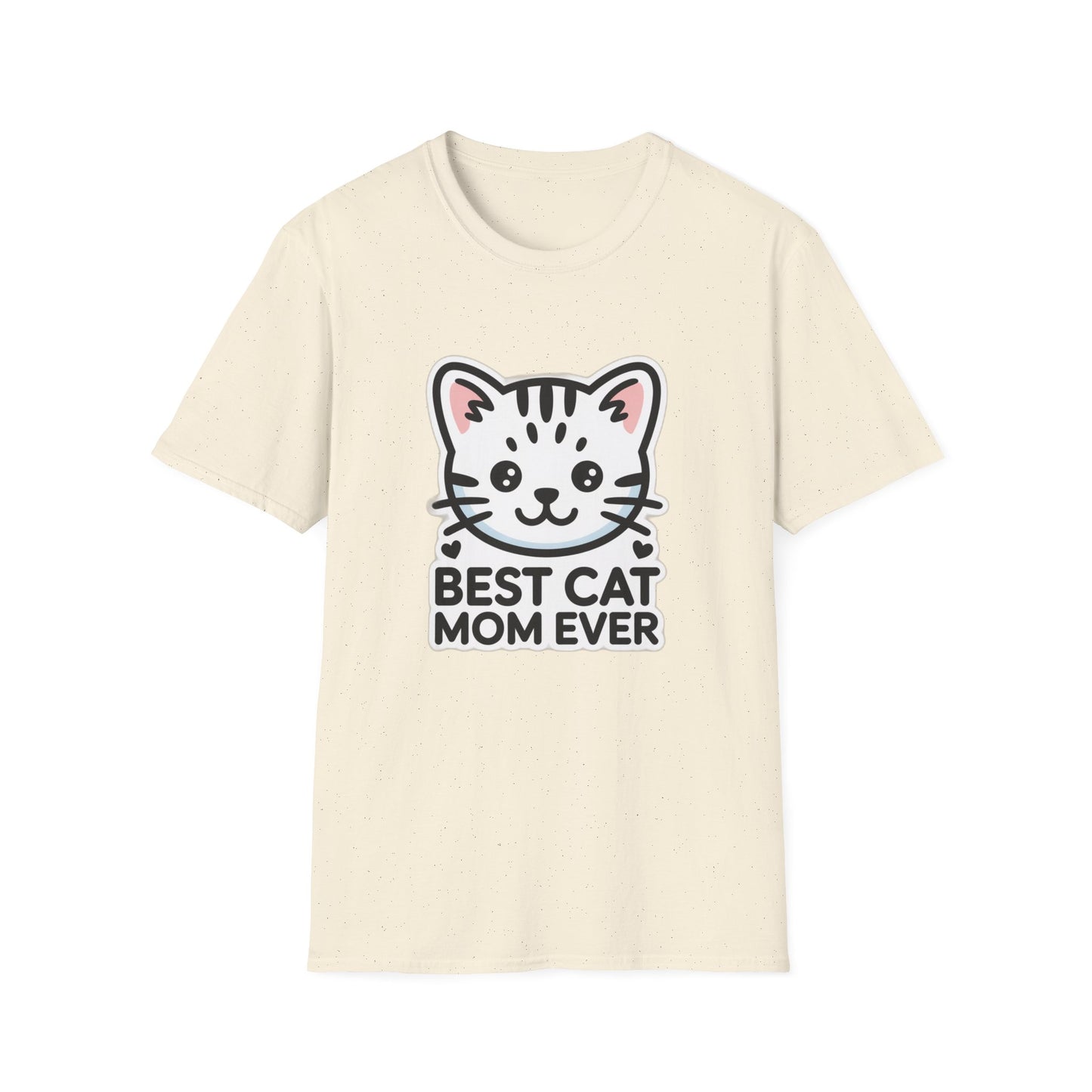 Best Cat Mom Ever T-Shirt - Kawaii Grey Tabby Cat Graphic Tee - Cute Cat Lover Gift