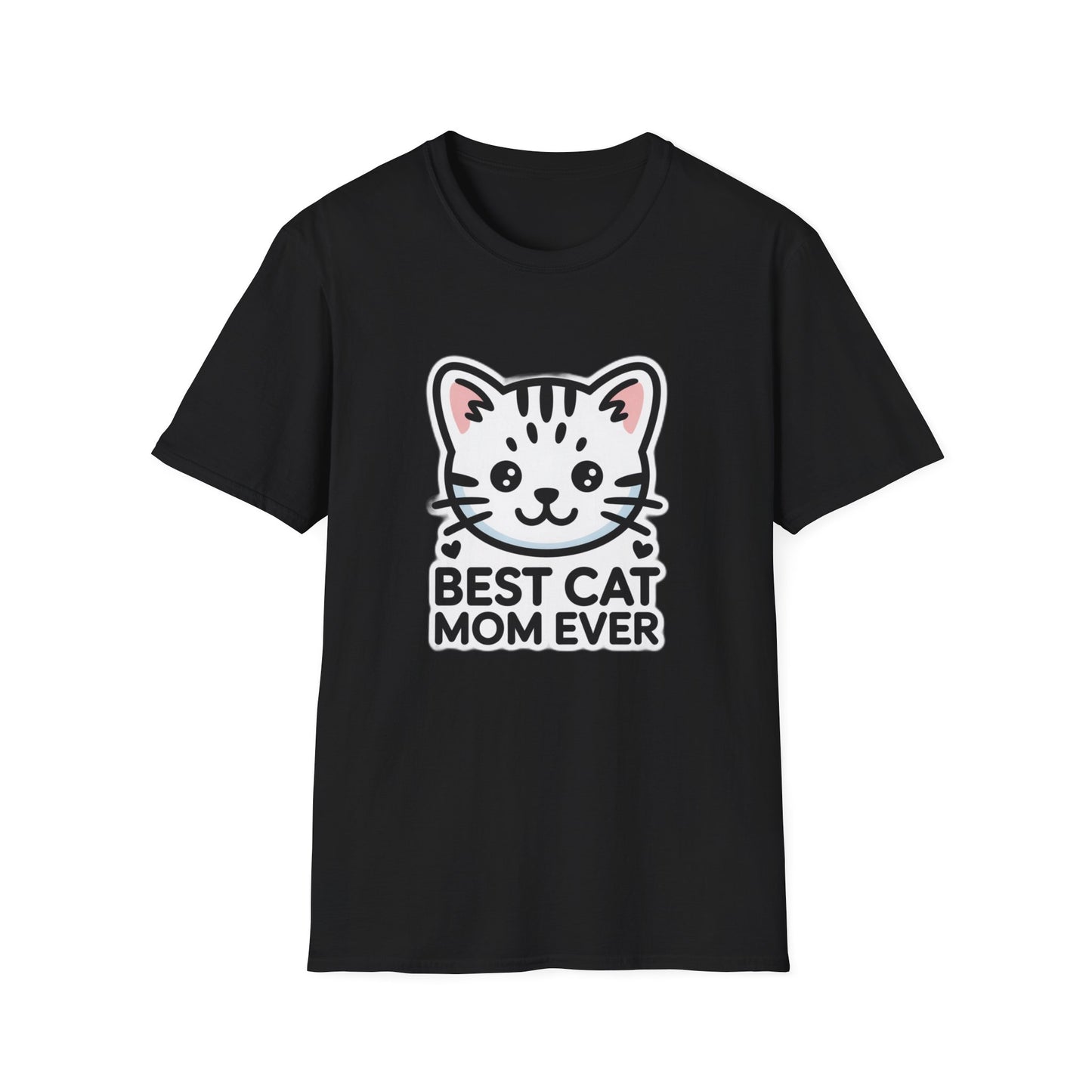 Best Cat Mom Ever T-Shirt - Kawaii Grey Tabby Cat Graphic Tee - Cute Cat Lover Gift