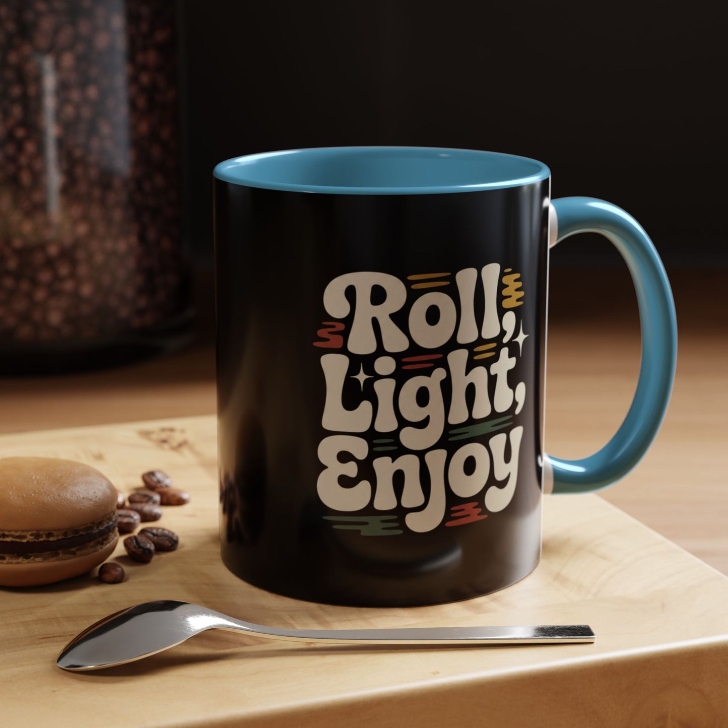Coffee Mug — "Roll Light, Enjoy" Retro Accent Coffee Cup (11/15oz)