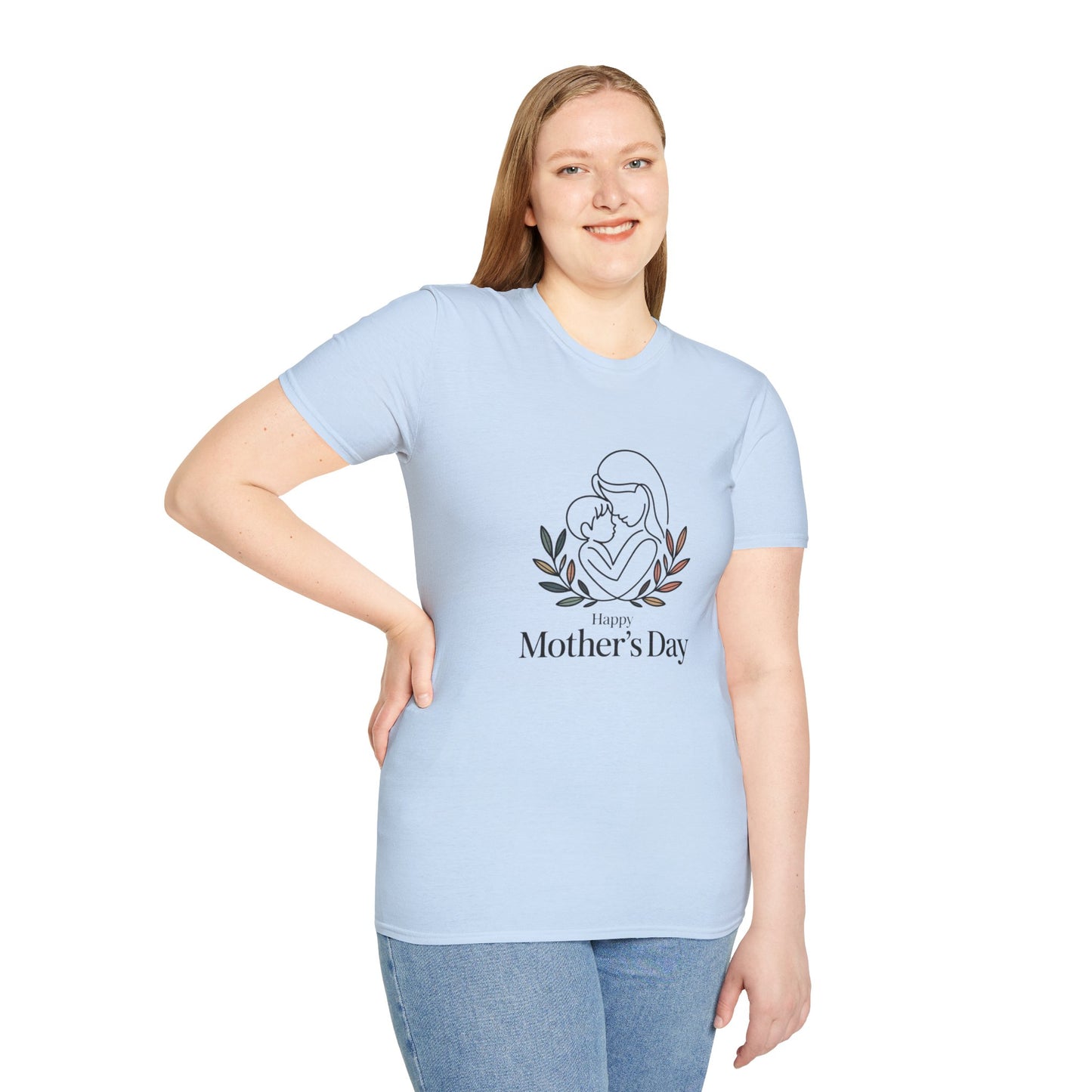 Happy Mother's Day Gift - Aesthetic Mom Tee - Botanical T-Shirt - Minimalist Line Art Mom & Baby Gift Tee