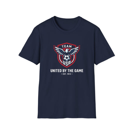 United By The Game Team USA Soccer T-Shirt — Bald Eagle Crest (EST. 1913)