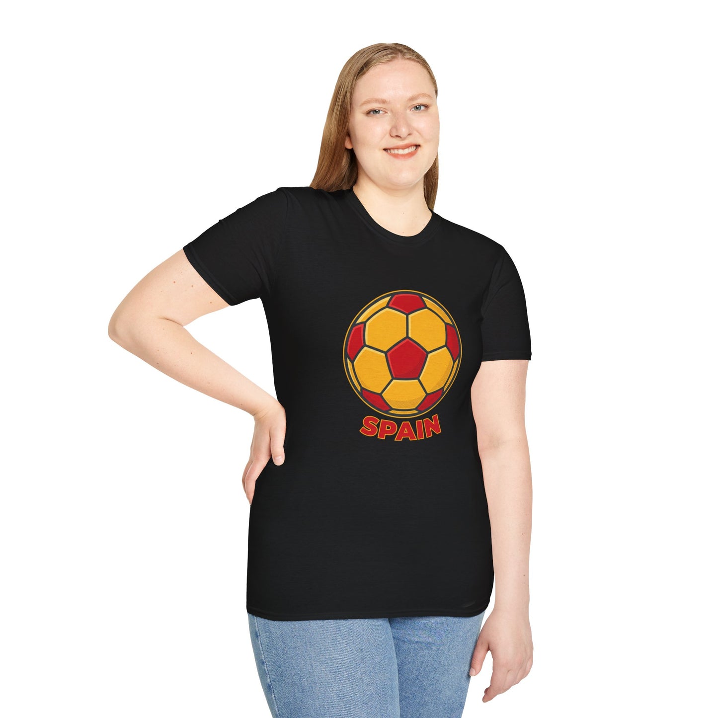 Spain Football Graphic Tee — Bold Red & Gold Soccer Shirt