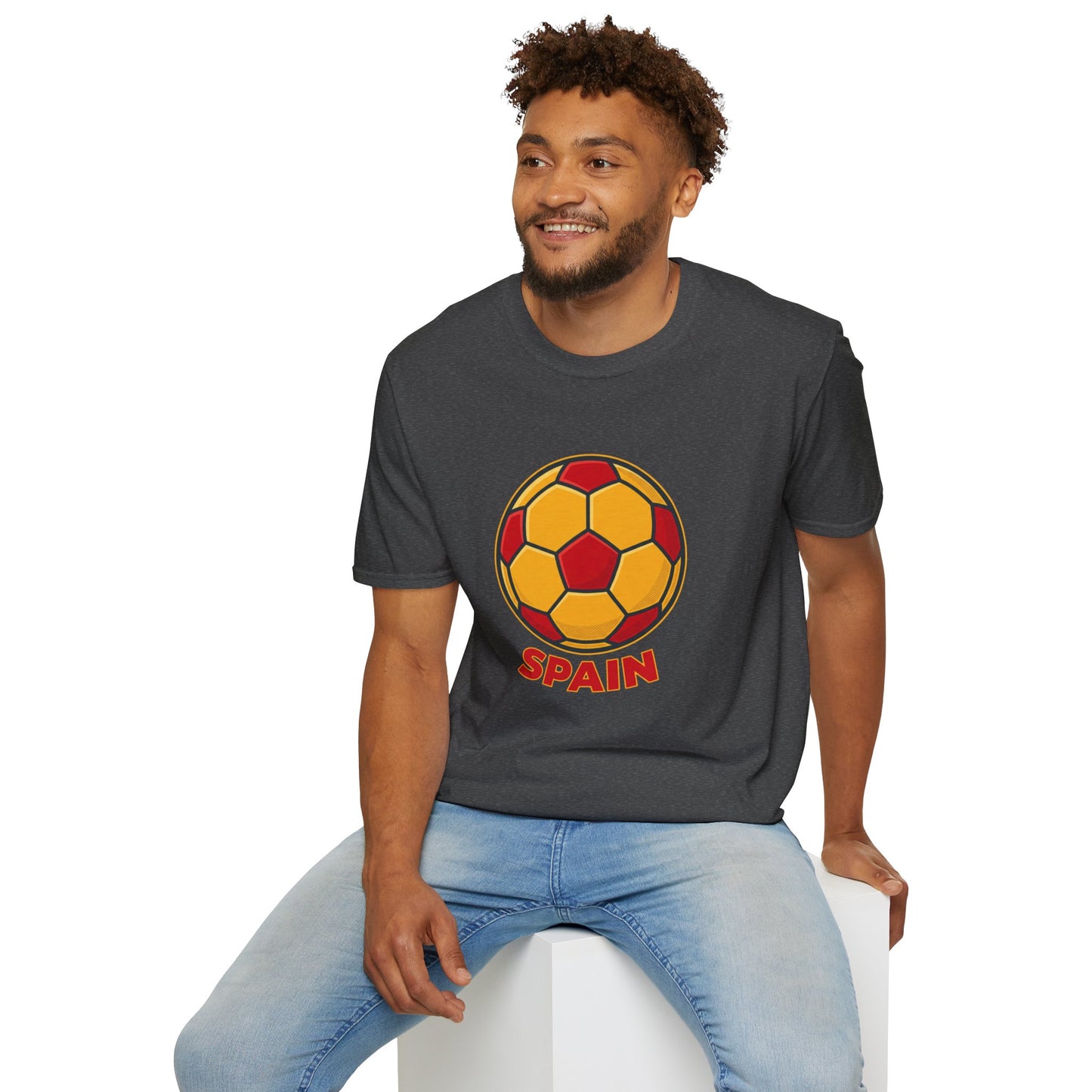 Spain Football Graphic Tee — Bold Red & Gold Soccer Shirt