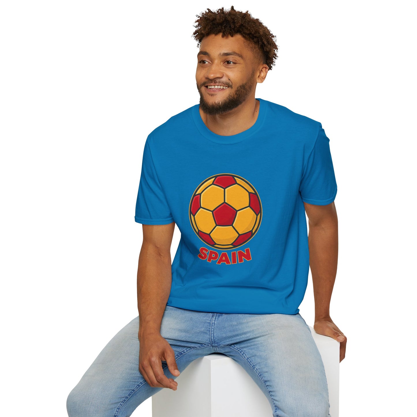 Spain Football Graphic Tee — Bold Red & Gold Soccer Shirt