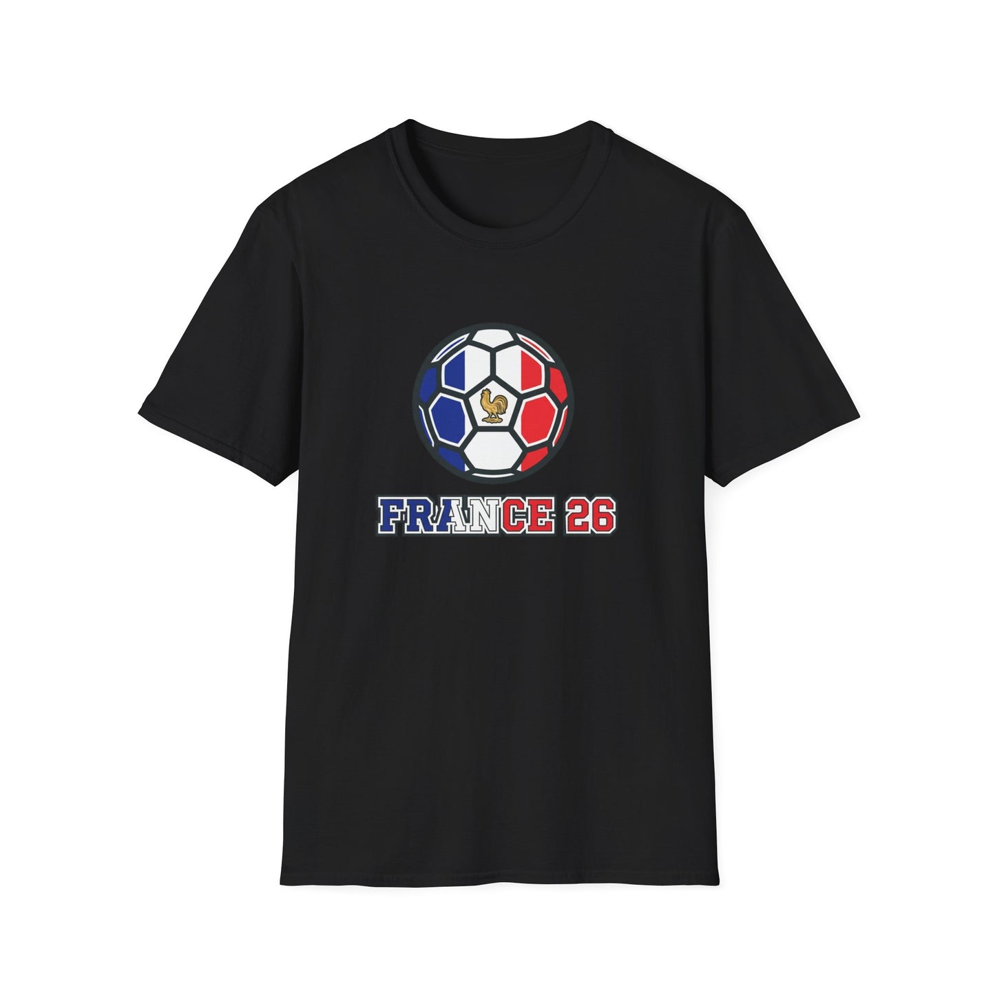 France 2026 Soccer T-Shirt — Tricolor Ball & Golden Gallic Rooster Graphic