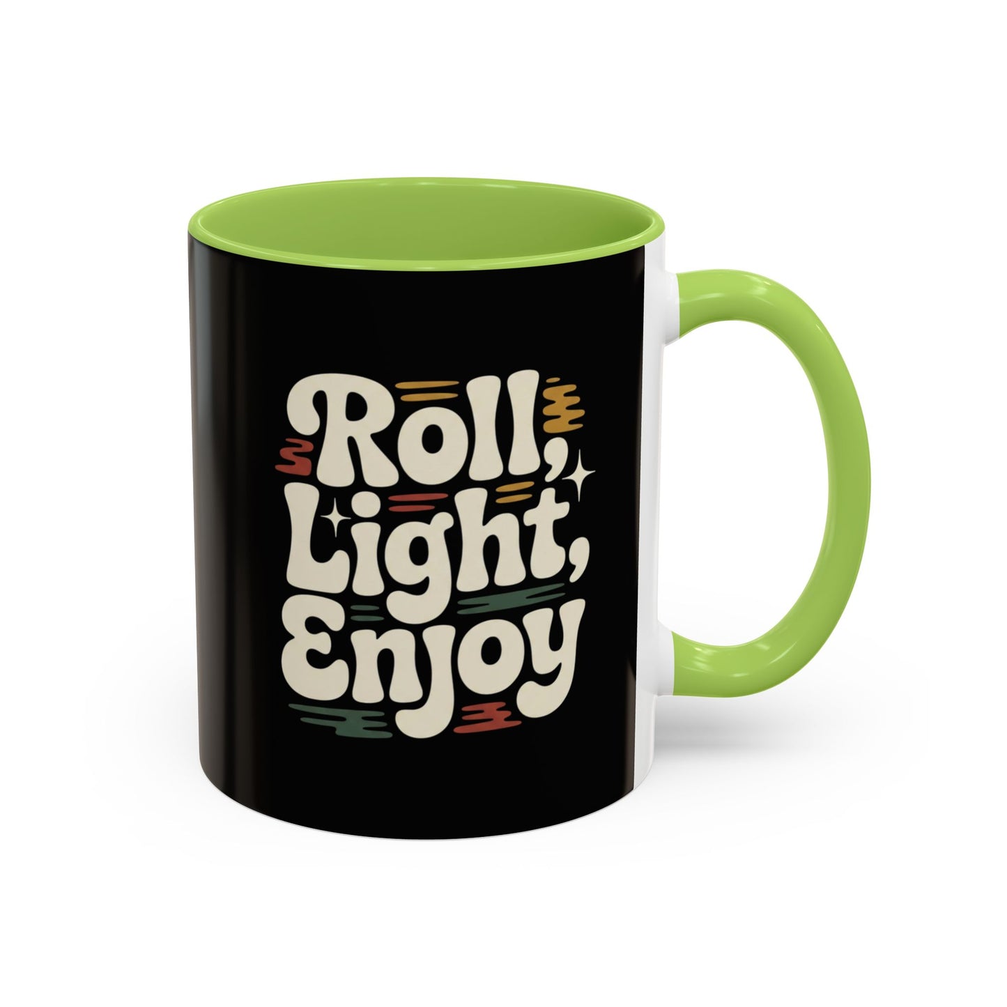 Coffee Mug — "Roll Light, Enjoy" Retro Accent Coffee Cup (11/15oz)