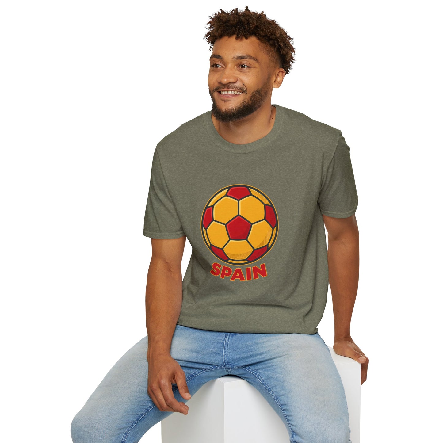 Spain Football Graphic Tee — Bold Red & Gold Soccer Shirt