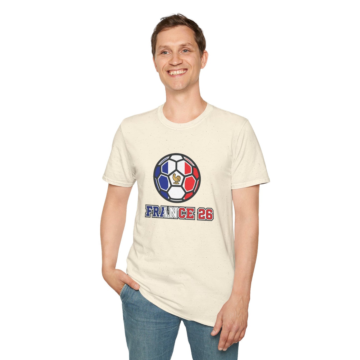 France 2026 Soccer T-Shirt — Tricolor Ball & Golden Gallic Rooster Graphic