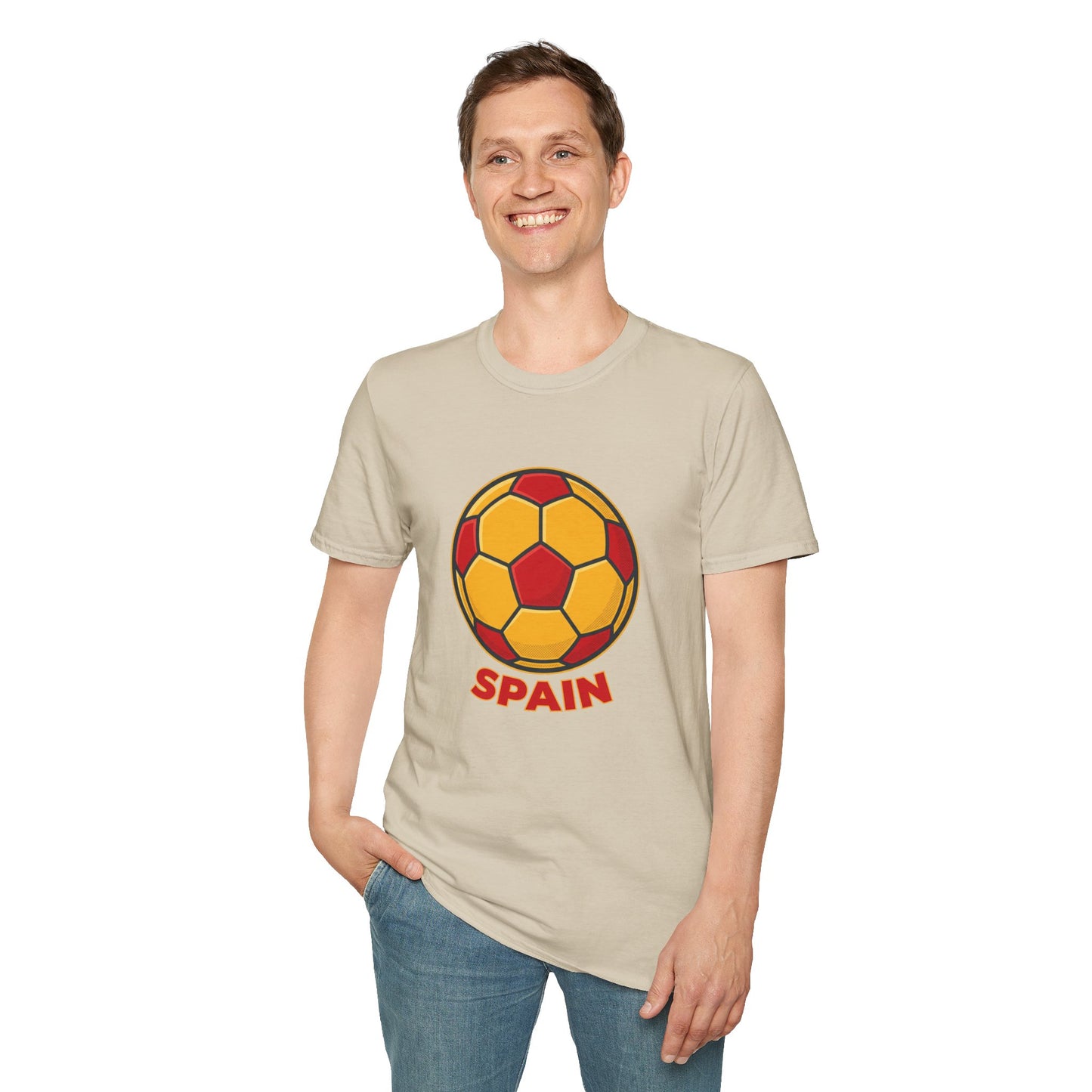 Spain Football Graphic Tee — Bold Red & Gold Soccer Shirt