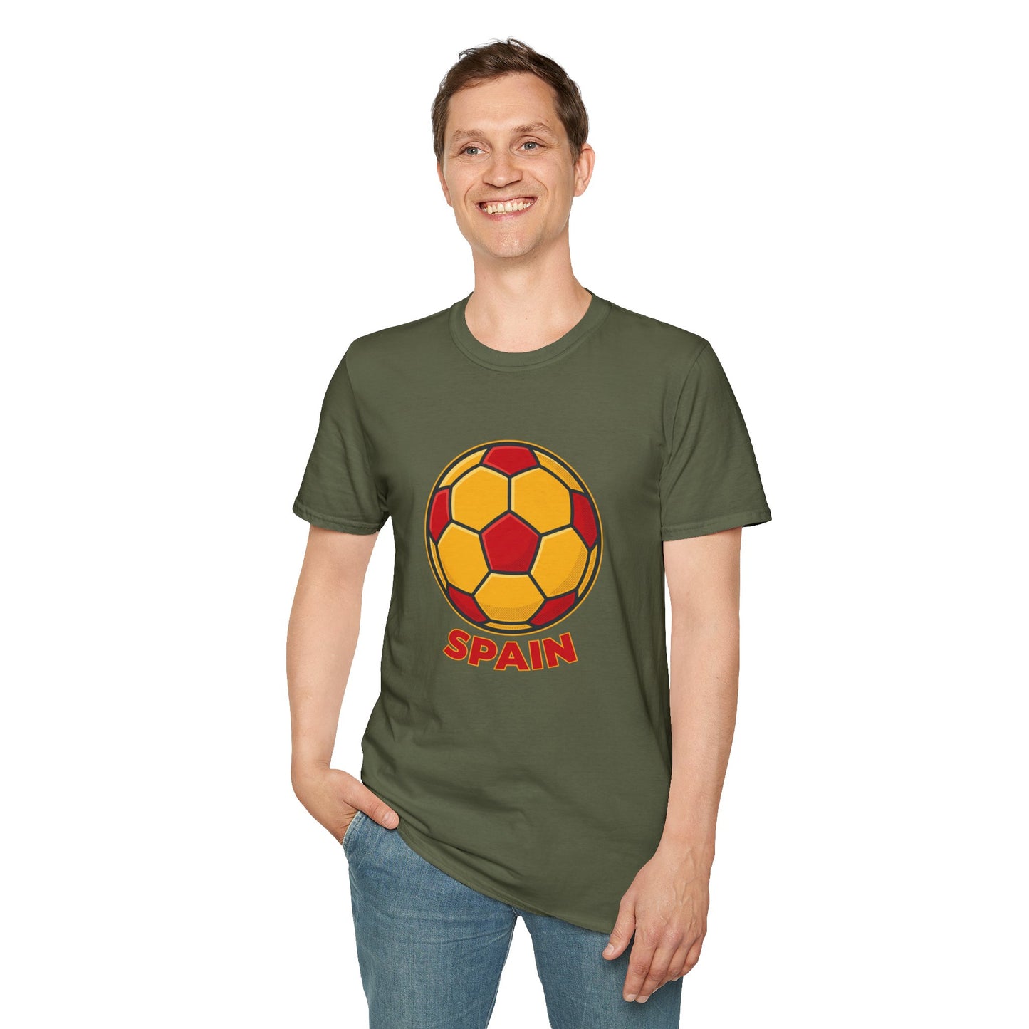 Spain Football Graphic Tee — Bold Red & Gold Soccer Shirt