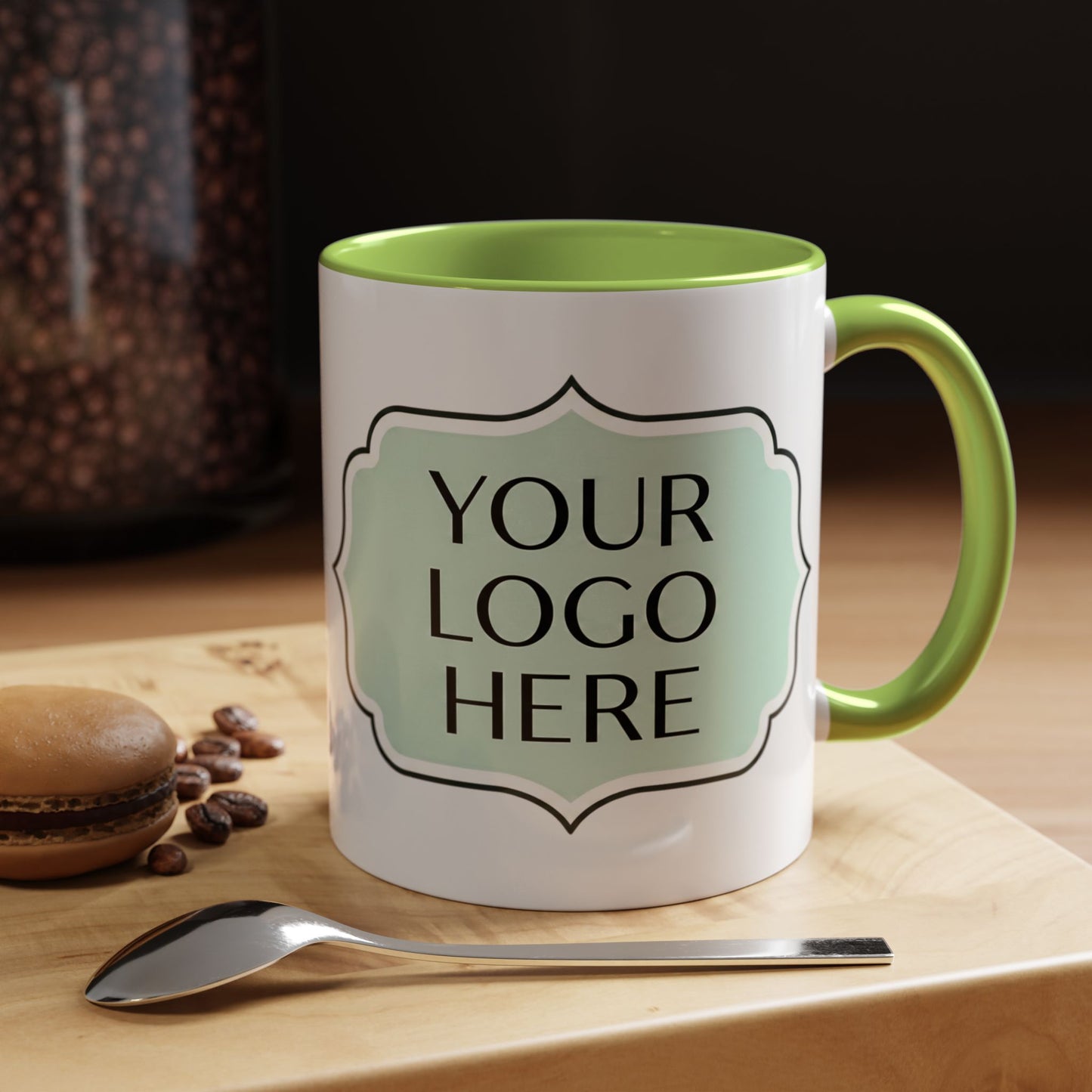 Accent Coffee Mug - Custom Logo Mint Label Design (11/15oz)