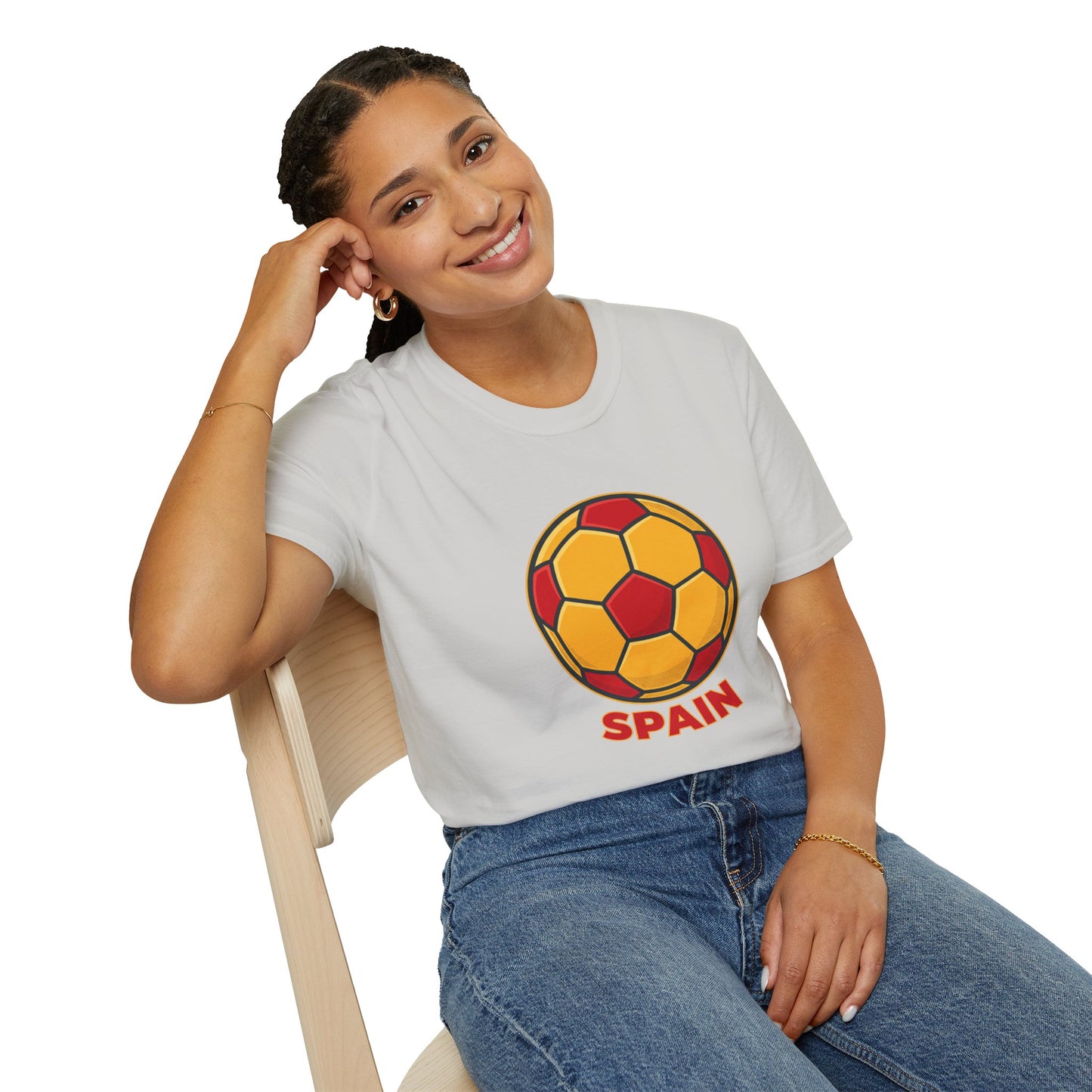 Spain Football Graphic Tee — Bold Red & Gold Soccer Shirt