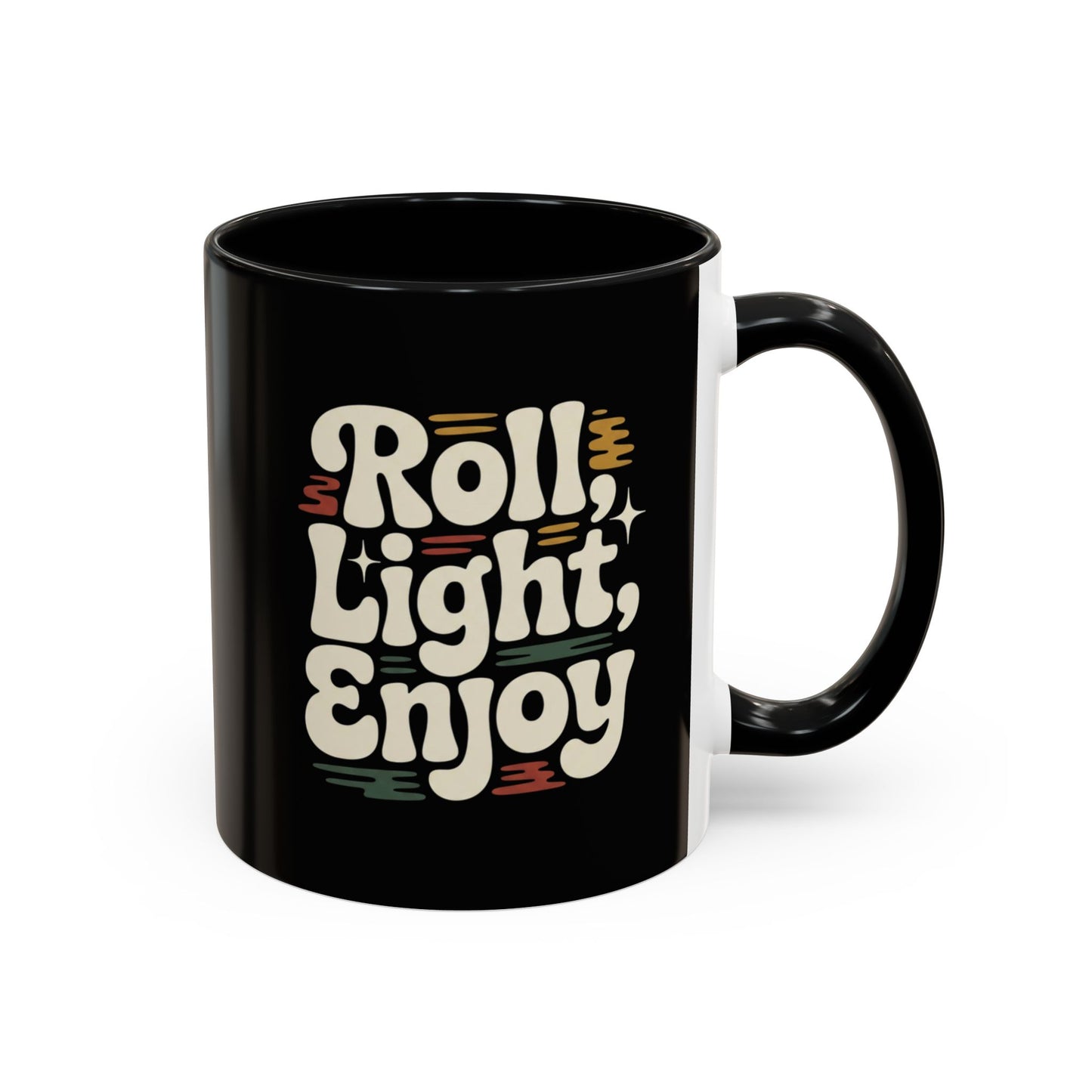 Coffee Mug — "Roll Light, Enjoy" Retro Accent Coffee Cup (11/15oz)