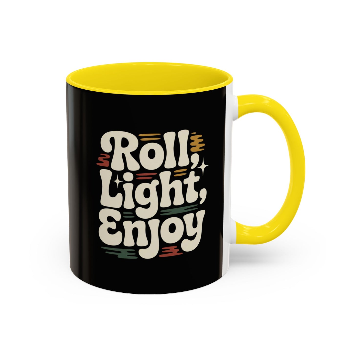 Coffee Mug — "Roll Light, Enjoy" Retro Accent Coffee Cup (11/15oz)