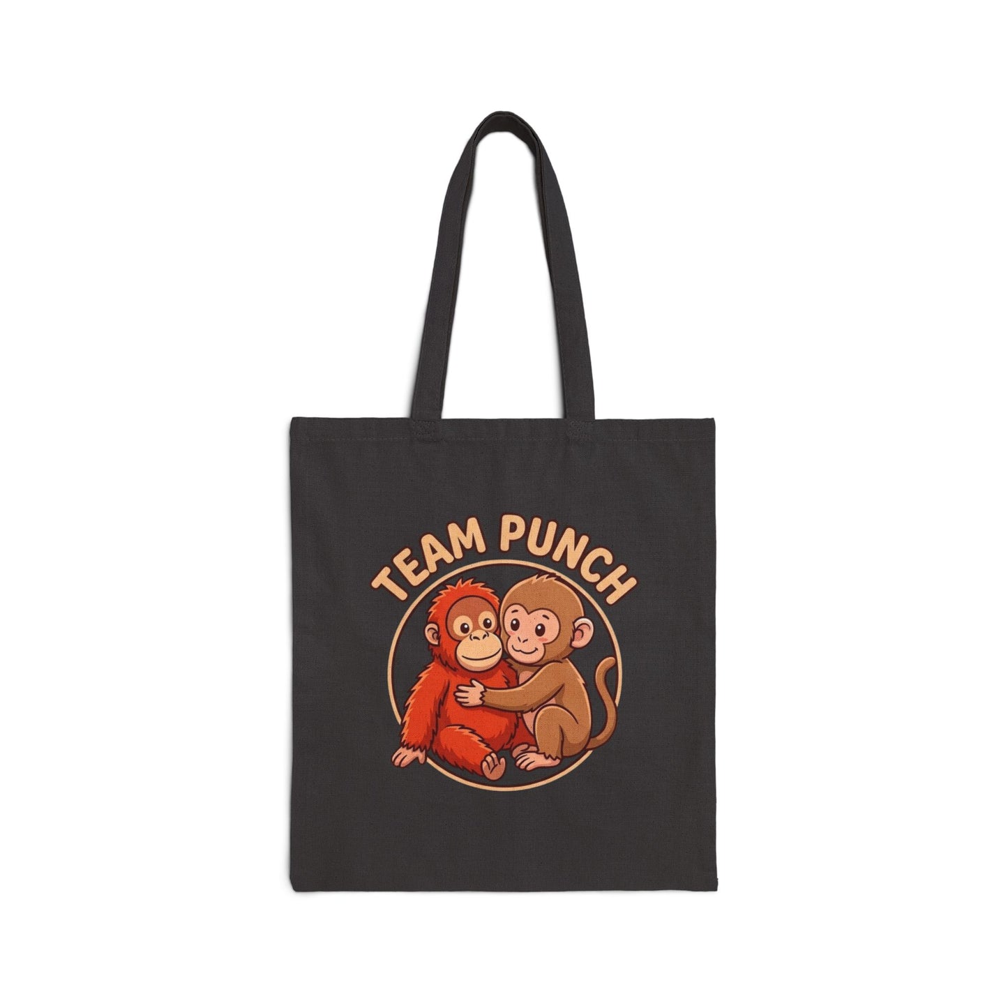 Team Punch Monkey Friends Canvas Tote — "Best Friends" Orangutan & Monkey Hug