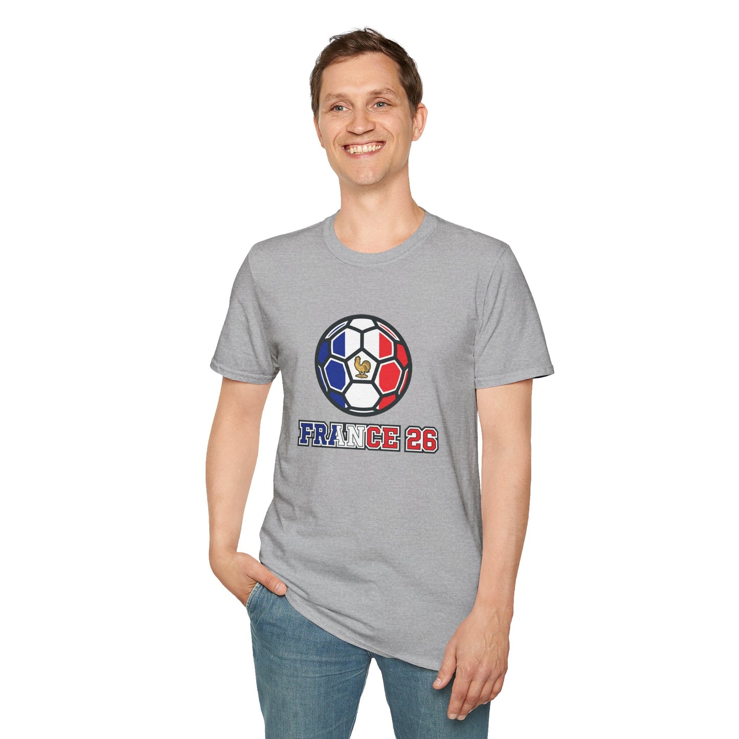 France 2026 Soccer T-Shirt — Tricolor Ball & Golden Gallic Rooster Graphic