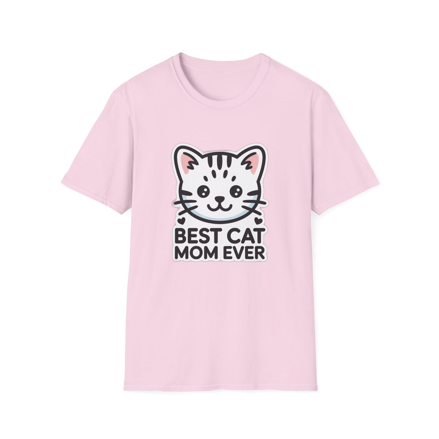 Best Cat Mom Ever T-Shirt - Kawaii Grey Tabby Cat Graphic Tee - Cute Cat Lover Gift