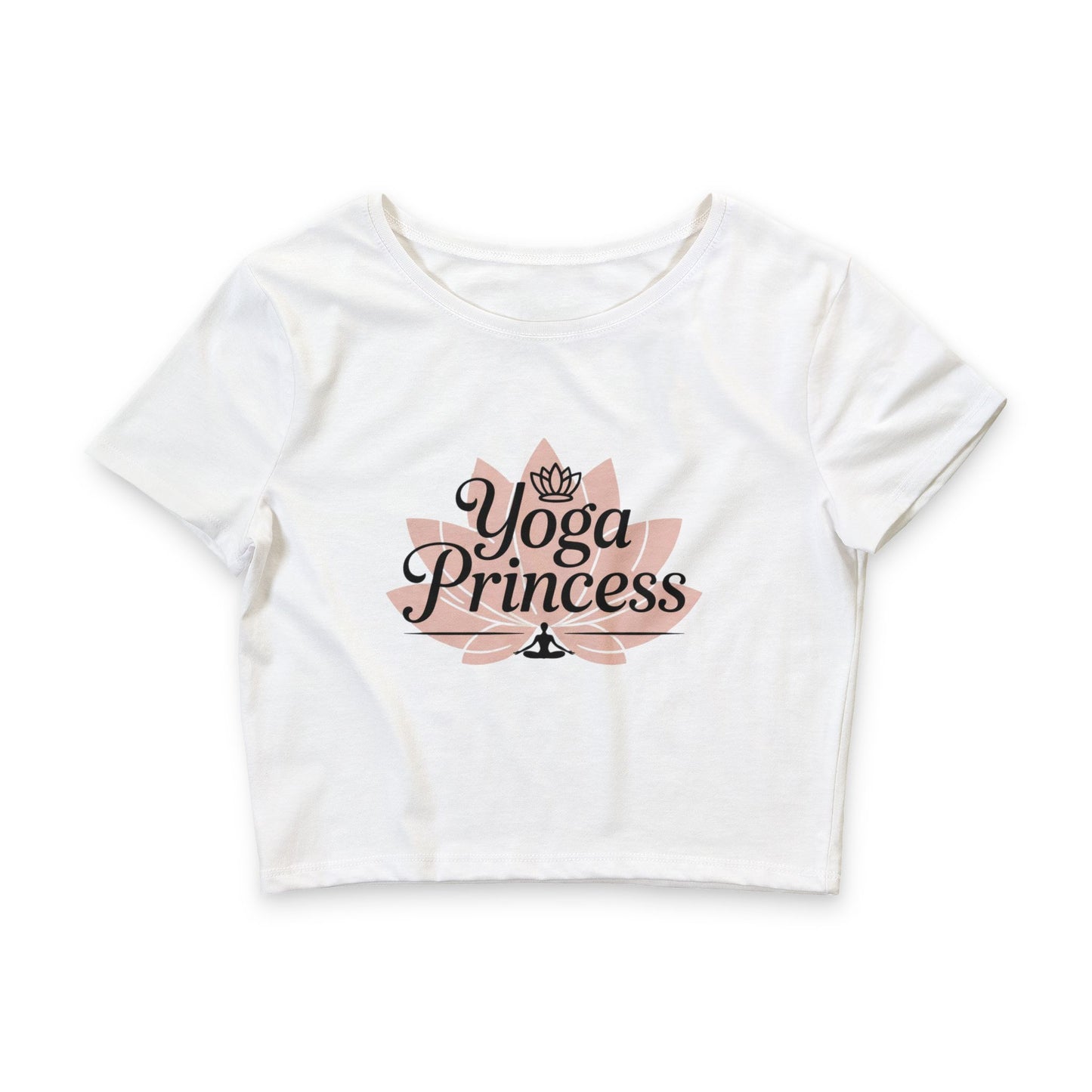 Yoga Princess Crop Tee — Dusty Rose Lotus Meditation Graphic