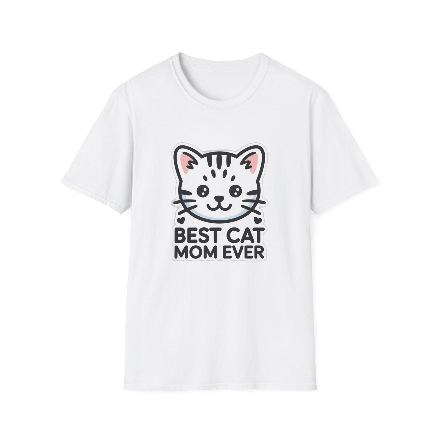 Best Cat Mom Ever T-Shirt - Kawaii Grey Tabby Cat Graphic Tee - Cute Cat Lover Gift