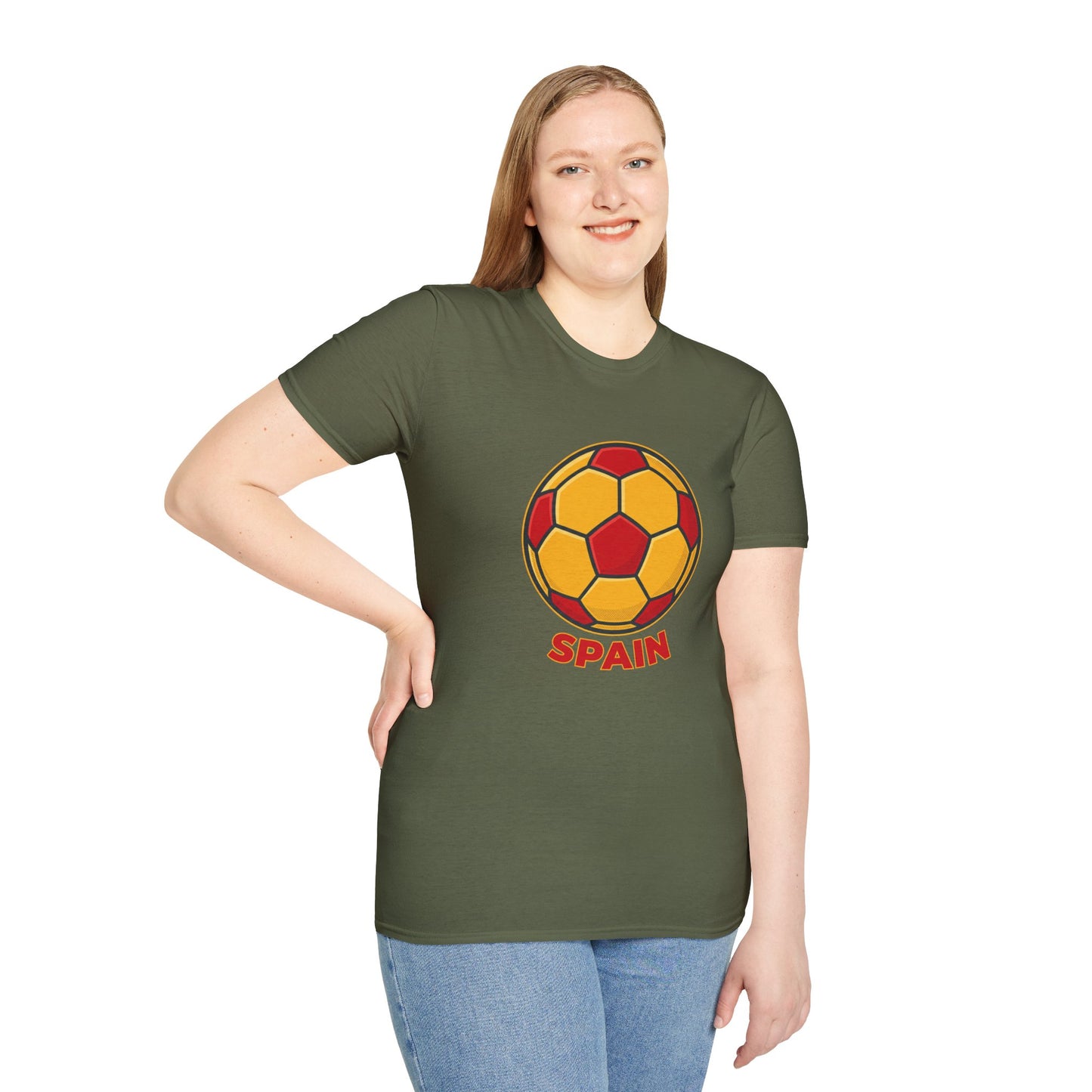 Spain Football Graphic Tee — Bold Red & Gold Soccer Shirt