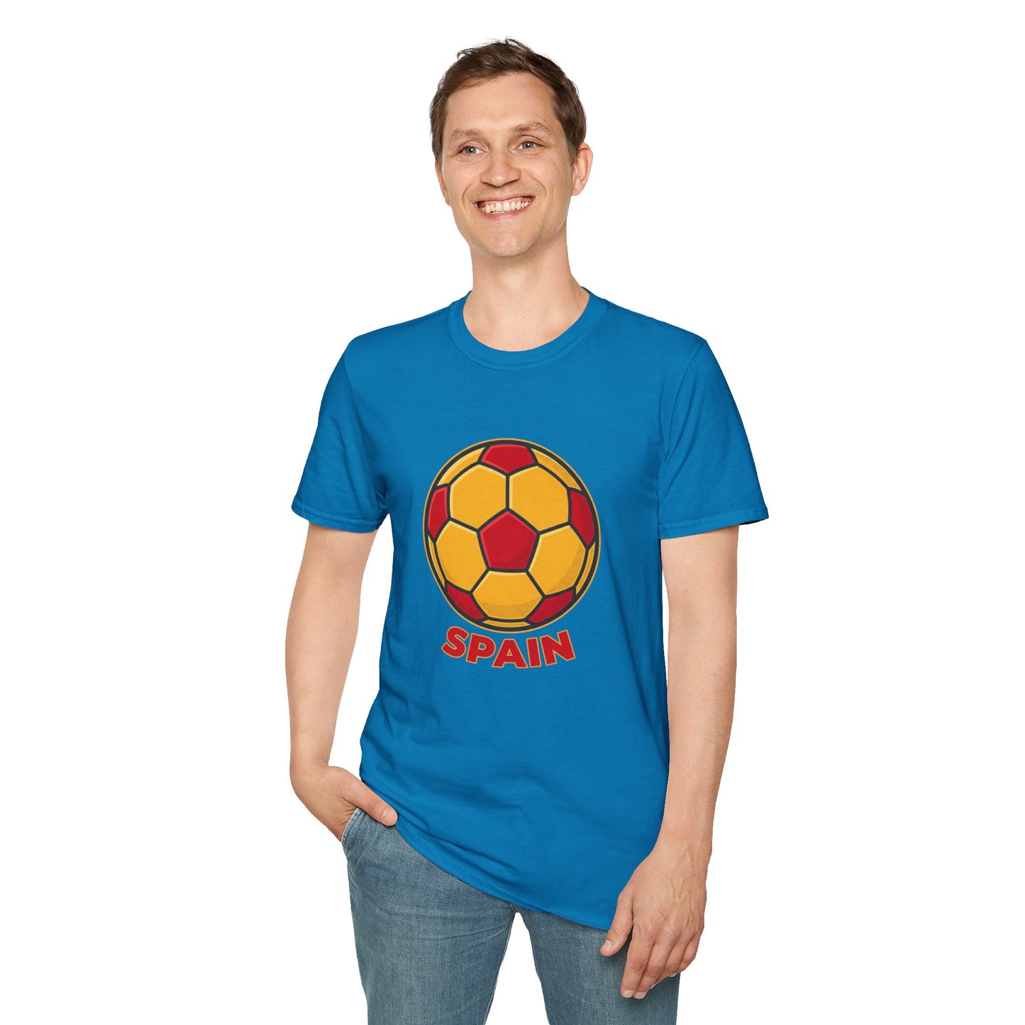 Spain Football Graphic Tee — Bold Red & Gold Soccer Shirt