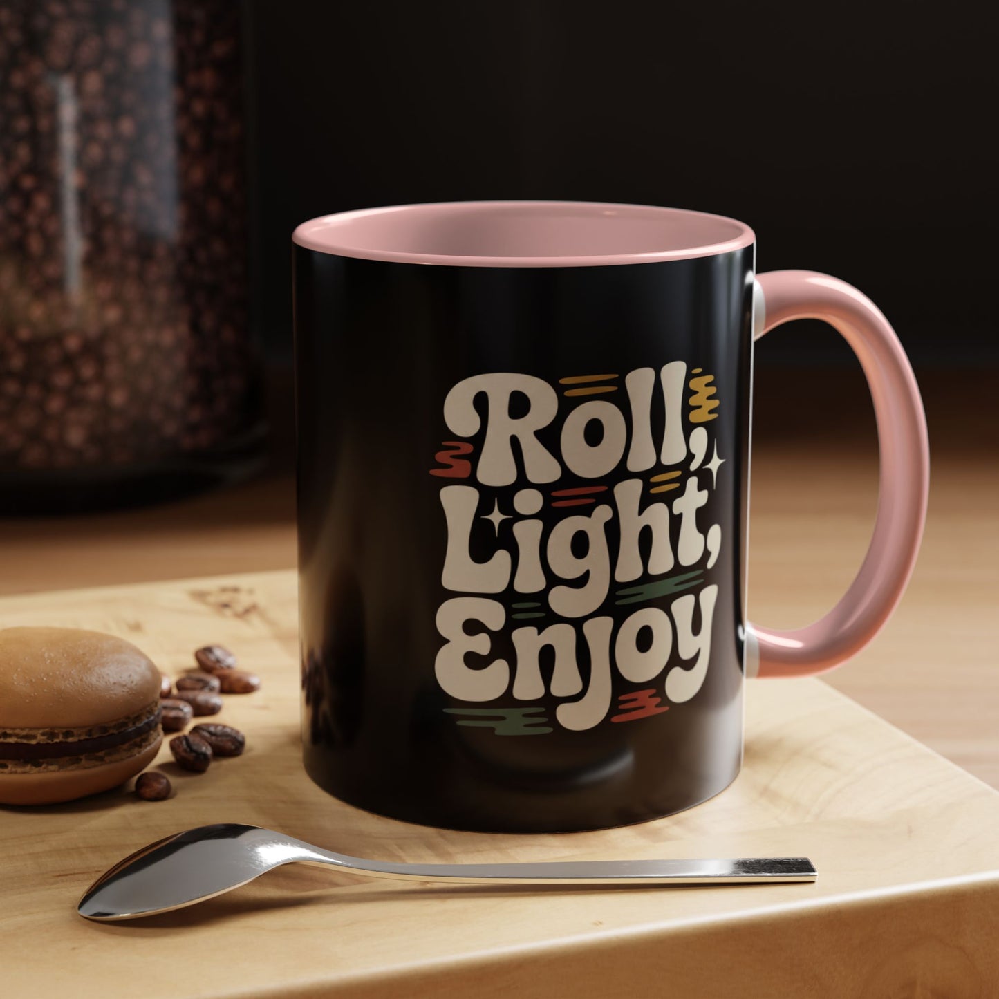 Coffee Mug — "Roll Light, Enjoy" Retro Accent Coffee Cup (11/15oz)