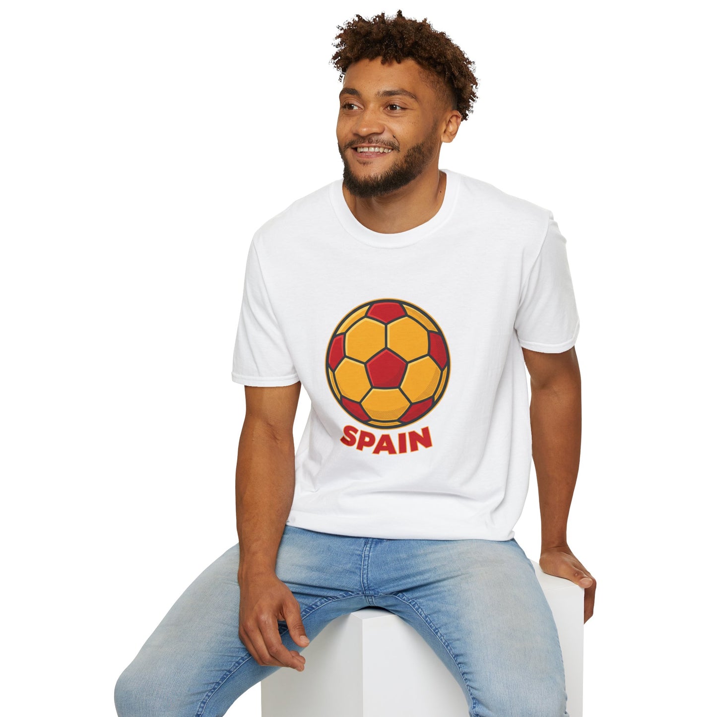 Spain Football Graphic Tee — Bold Red & Gold Soccer Shirt