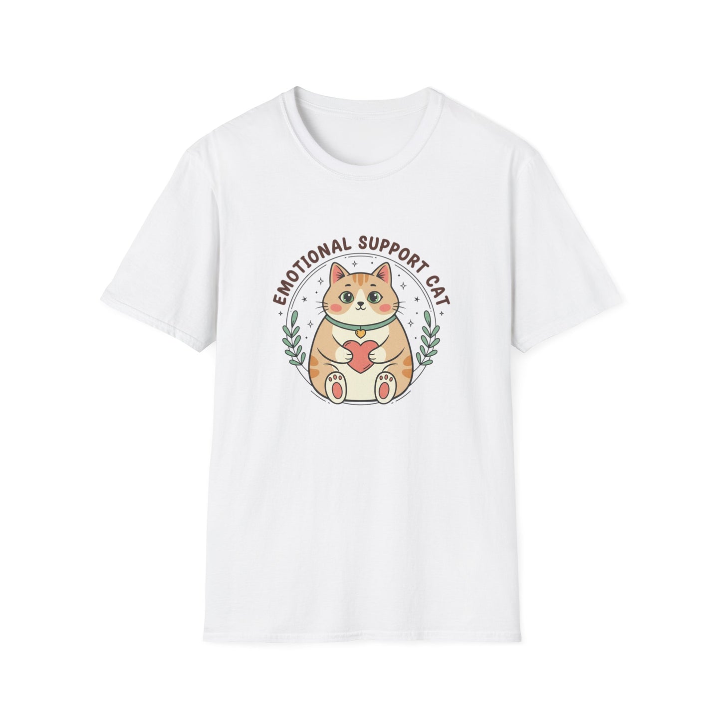 Emotional Support Cat T-Shirt — Kawaii Ginger Tabby Heart Cottagecore Tee