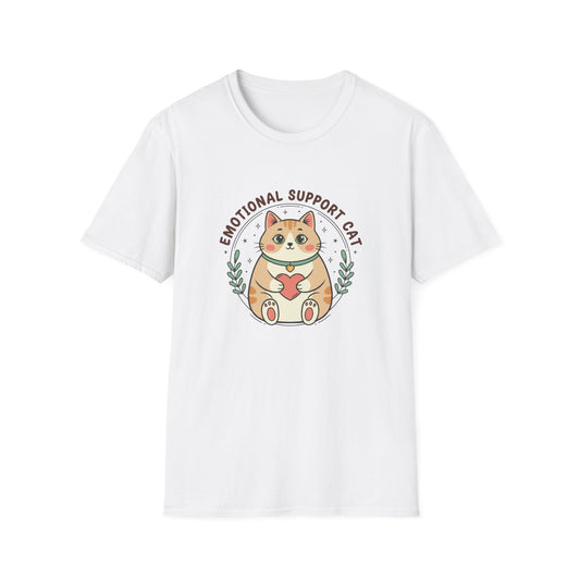 Emotional Support Cat T-Shirt — Kawaii Ginger Tabby Heart Cottagecore Tee