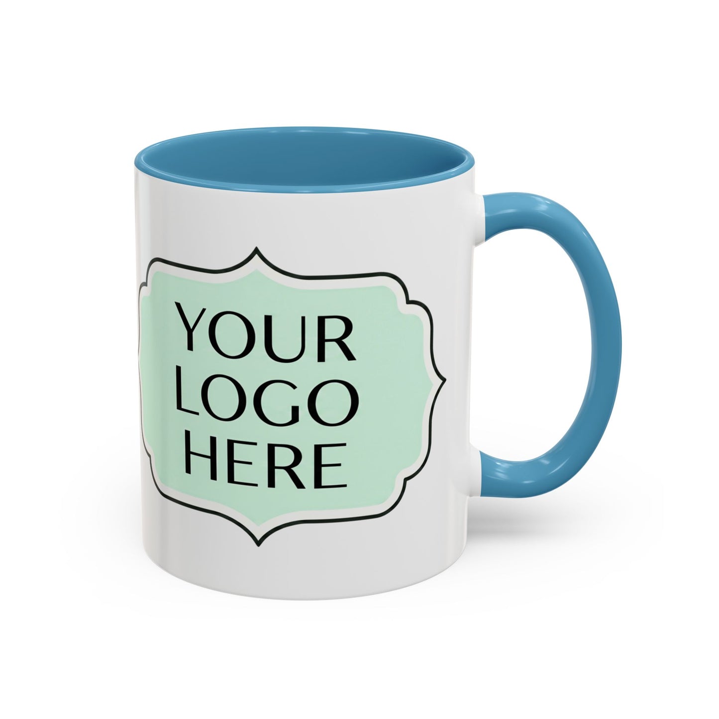 Accent Coffee Mug - Custom Logo Mint Label Design (11/15oz)