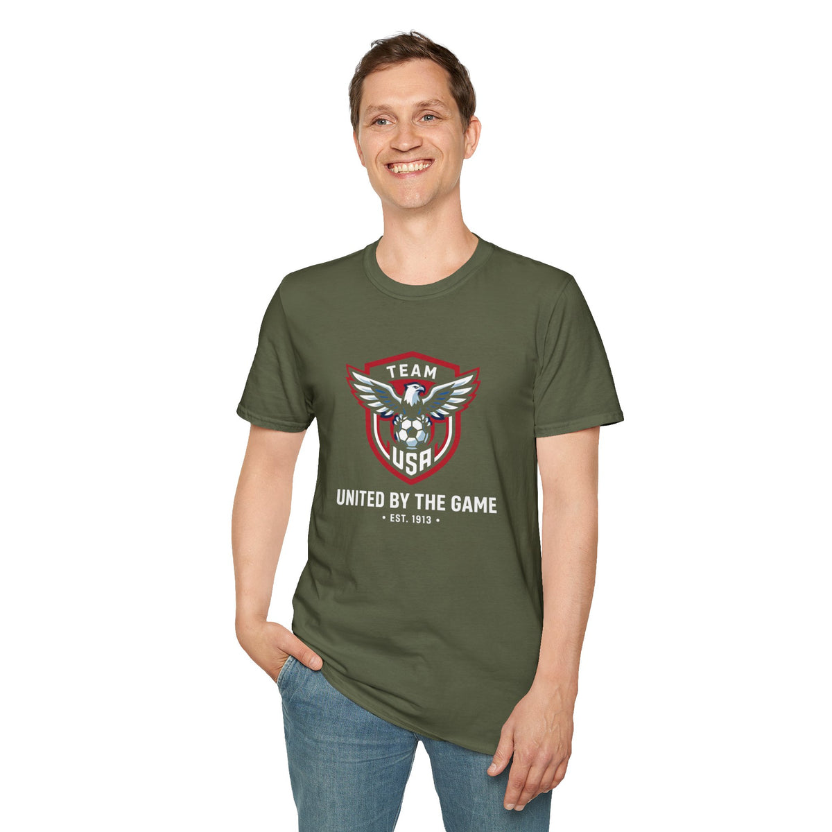 United By The Game Team USA Soccer T-Shirt — Bald Eagle Crest (EST. 1913)
