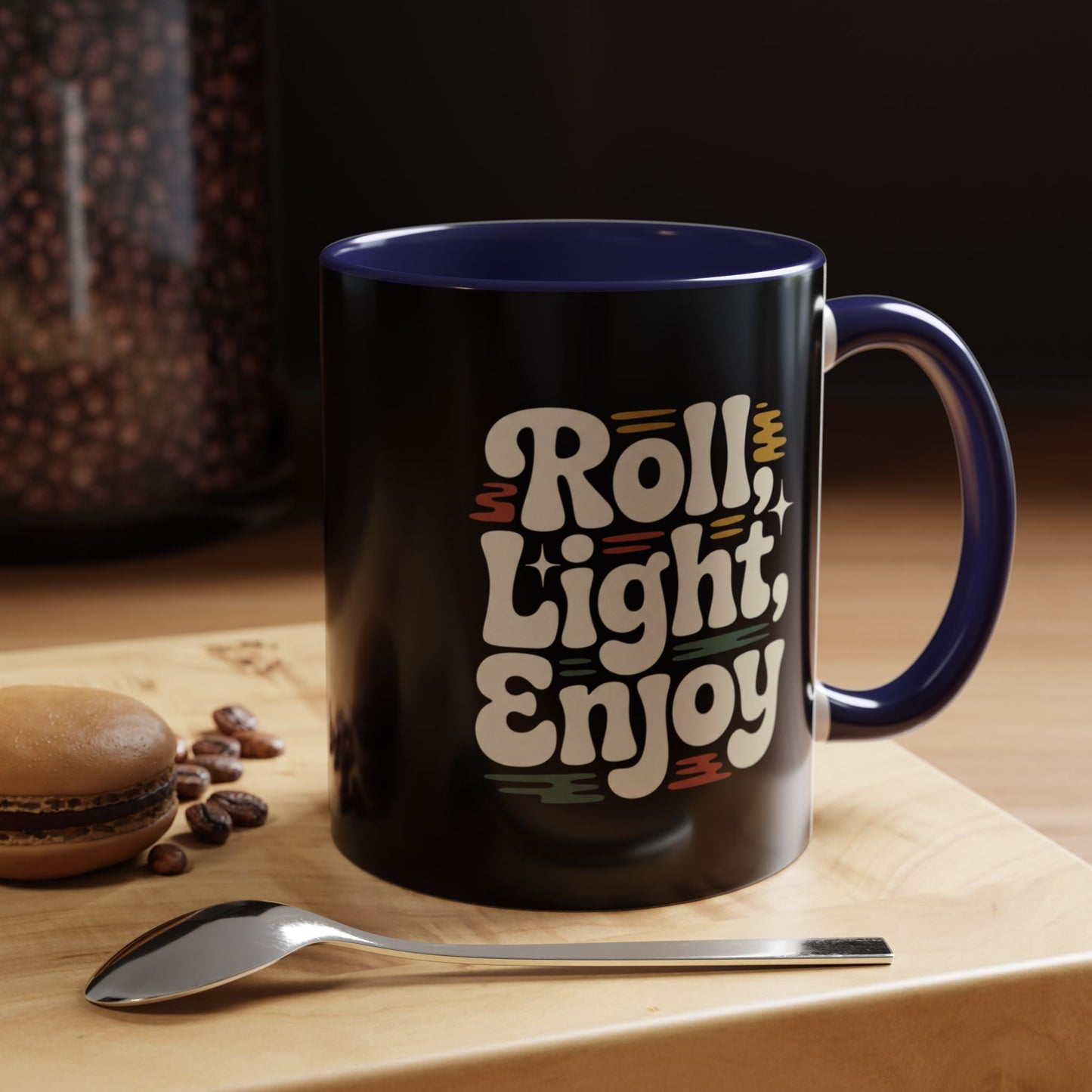 Coffee Mug — "Roll Light, Enjoy" Retro Accent Coffee Cup (11/15oz)