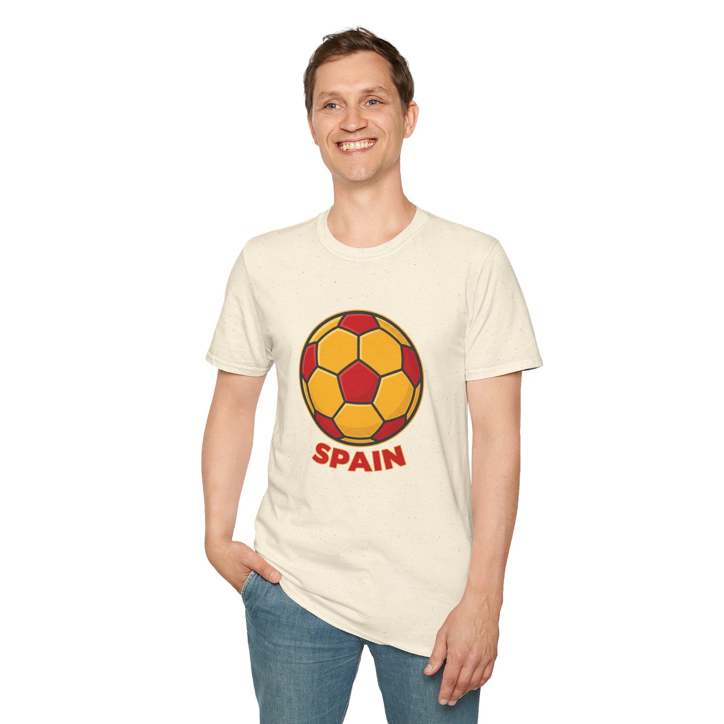 Spain Football Graphic Tee — Bold Red & Gold Soccer Shirt