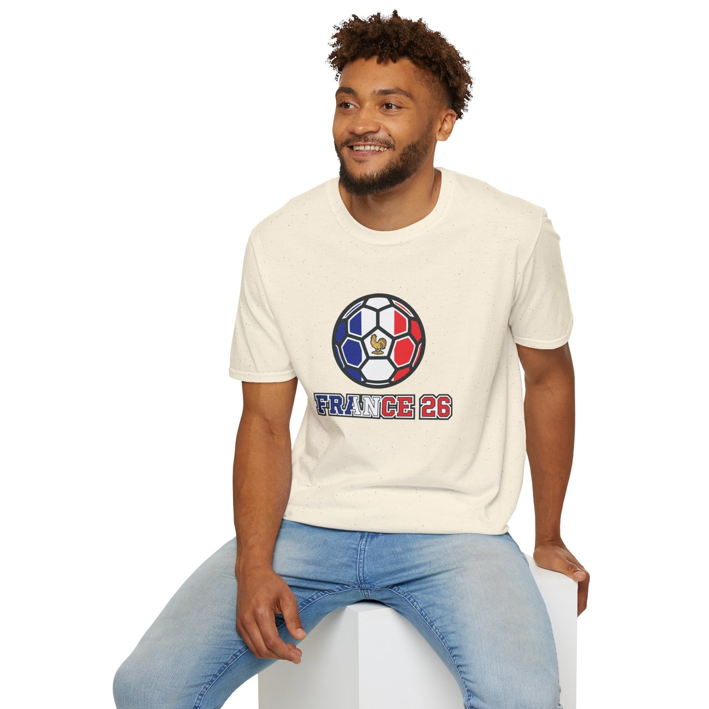 France 2026 Soccer T-Shirt — Tricolor Ball & Golden Gallic Rooster Graphic