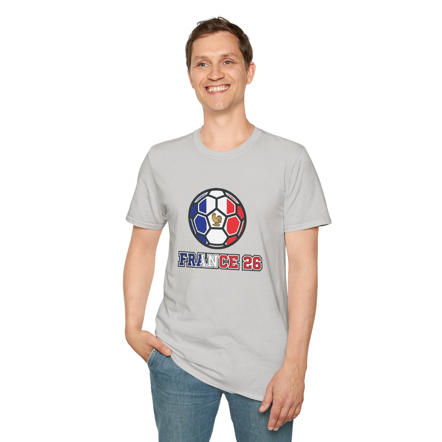 France 2026 Soccer T-Shirt — Tricolor Ball & Golden Gallic Rooster Graphic