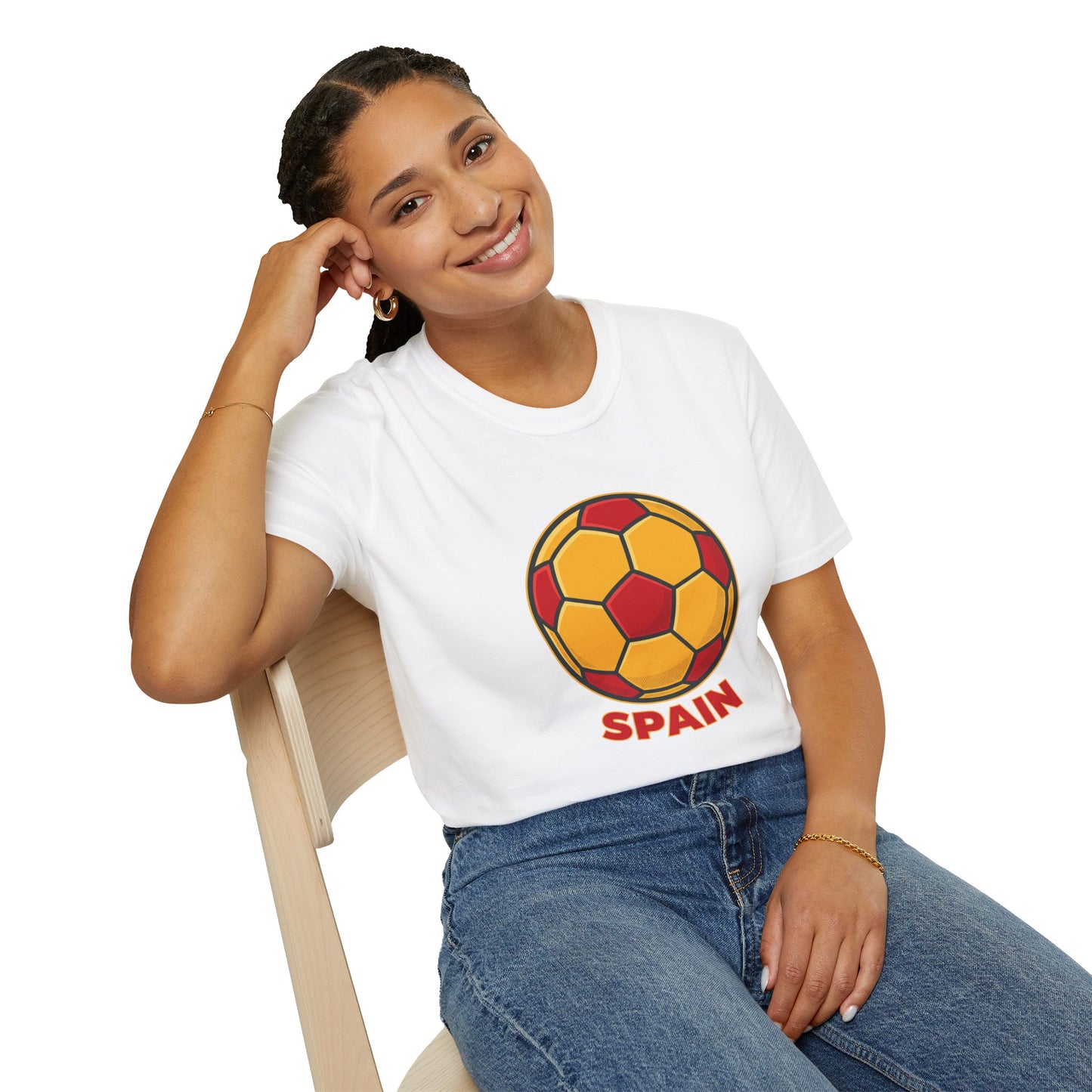 Spain Football Graphic Tee — Bold Red & Gold Soccer Shirt