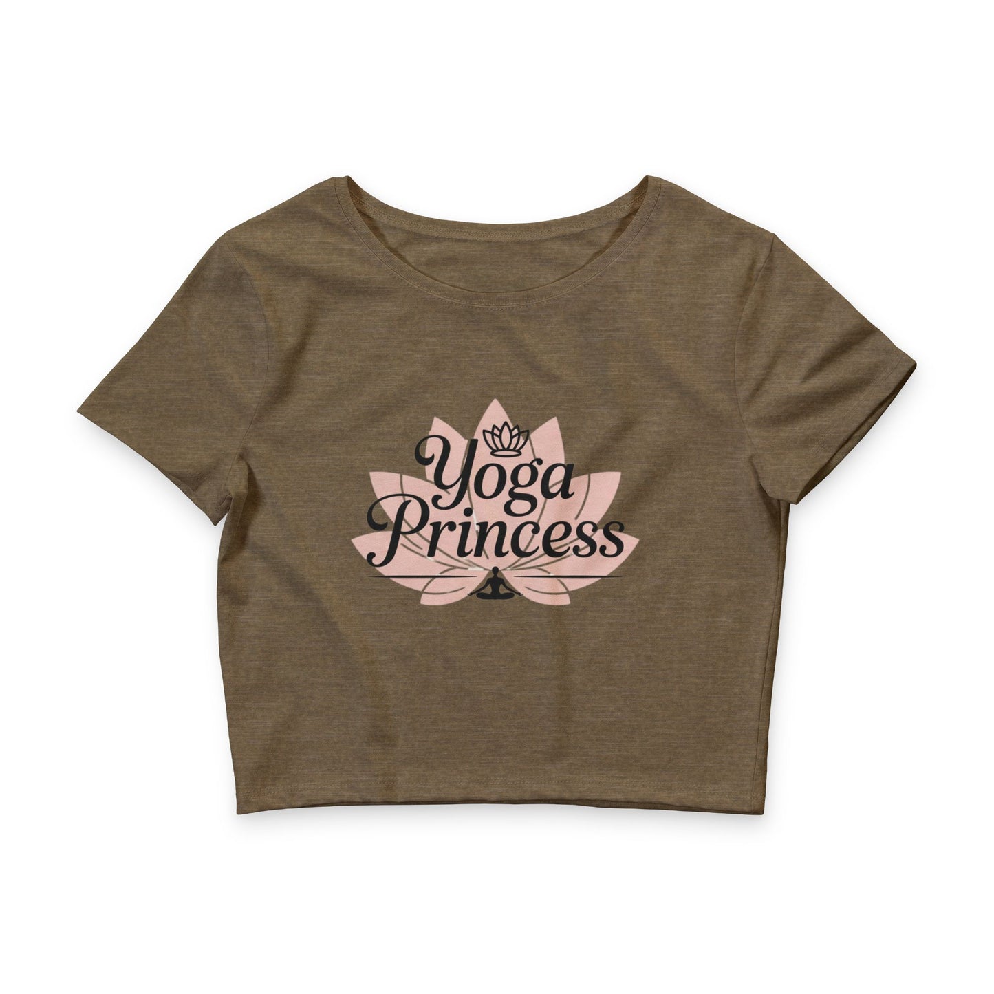 Yoga Princess Crop Tee — Dusty Rose Lotus Meditation Graphic
