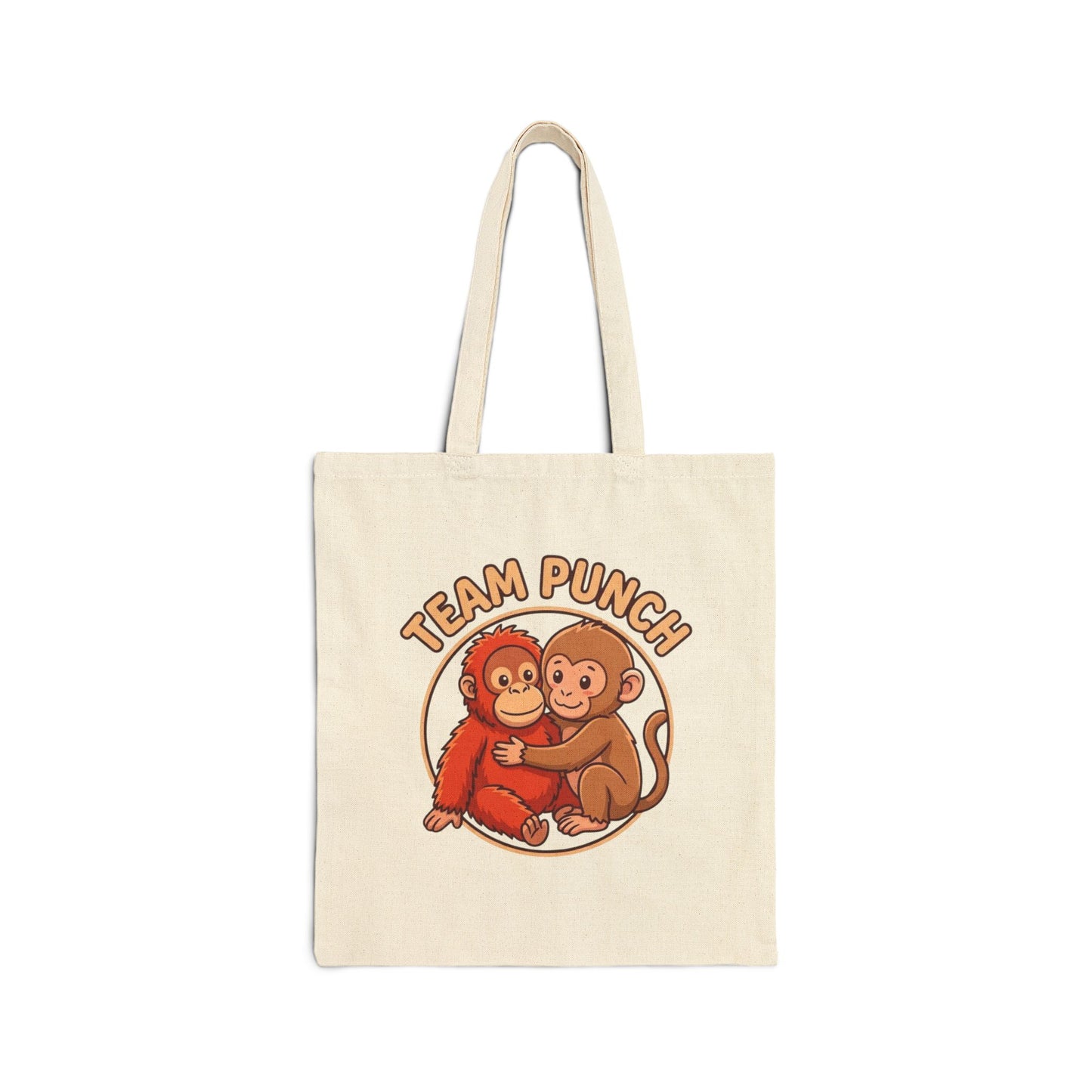 Team Punch Monkey Friends Canvas Tote — "Best Friends" Orangutan & Monkey Hug