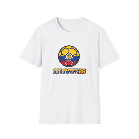 Colombia 26 Soccer Graphic Tee — Tricolor Flag & Coat of Arms