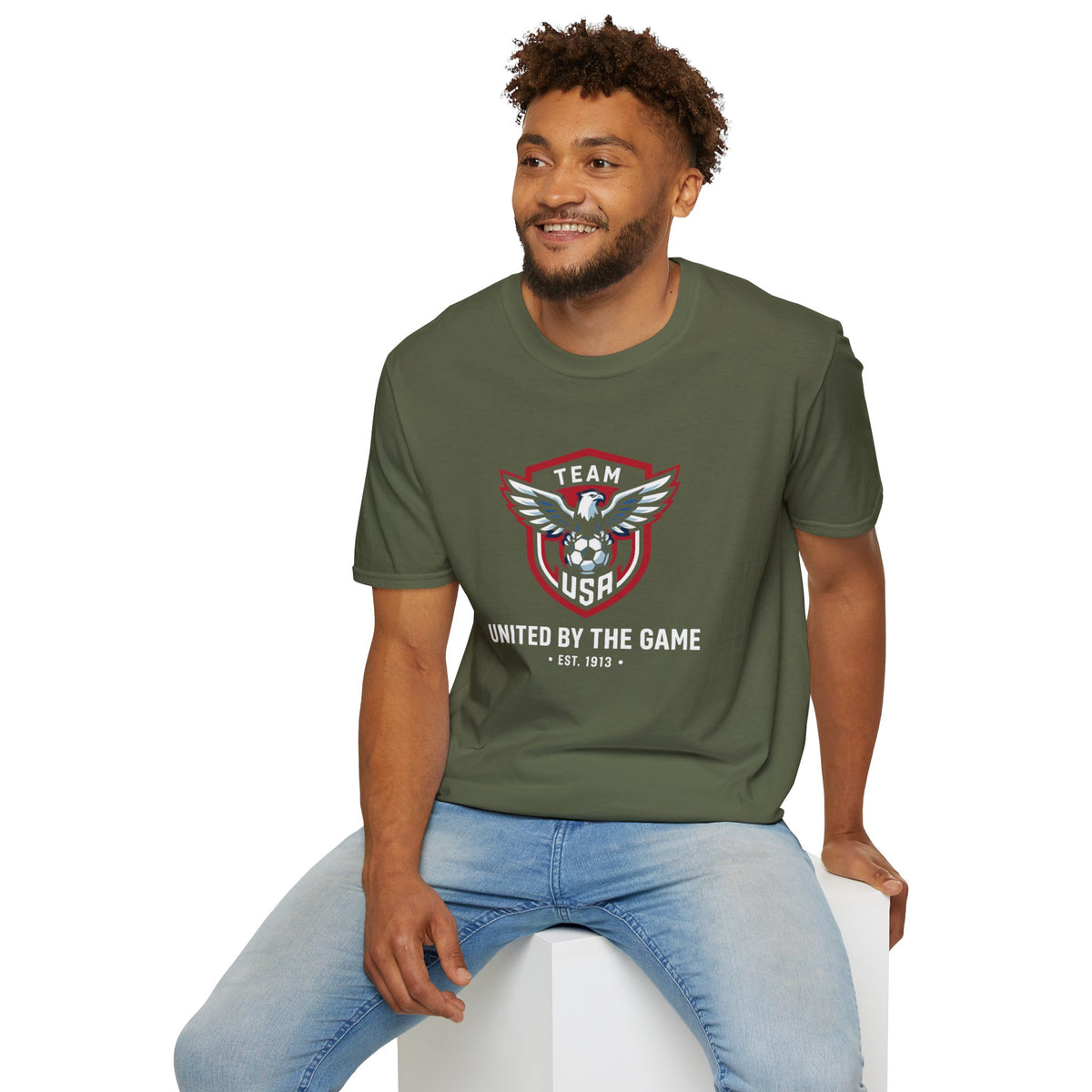 United By The Game Team USA Soccer T-Shirt — Bald Eagle Crest (EST. 1913)