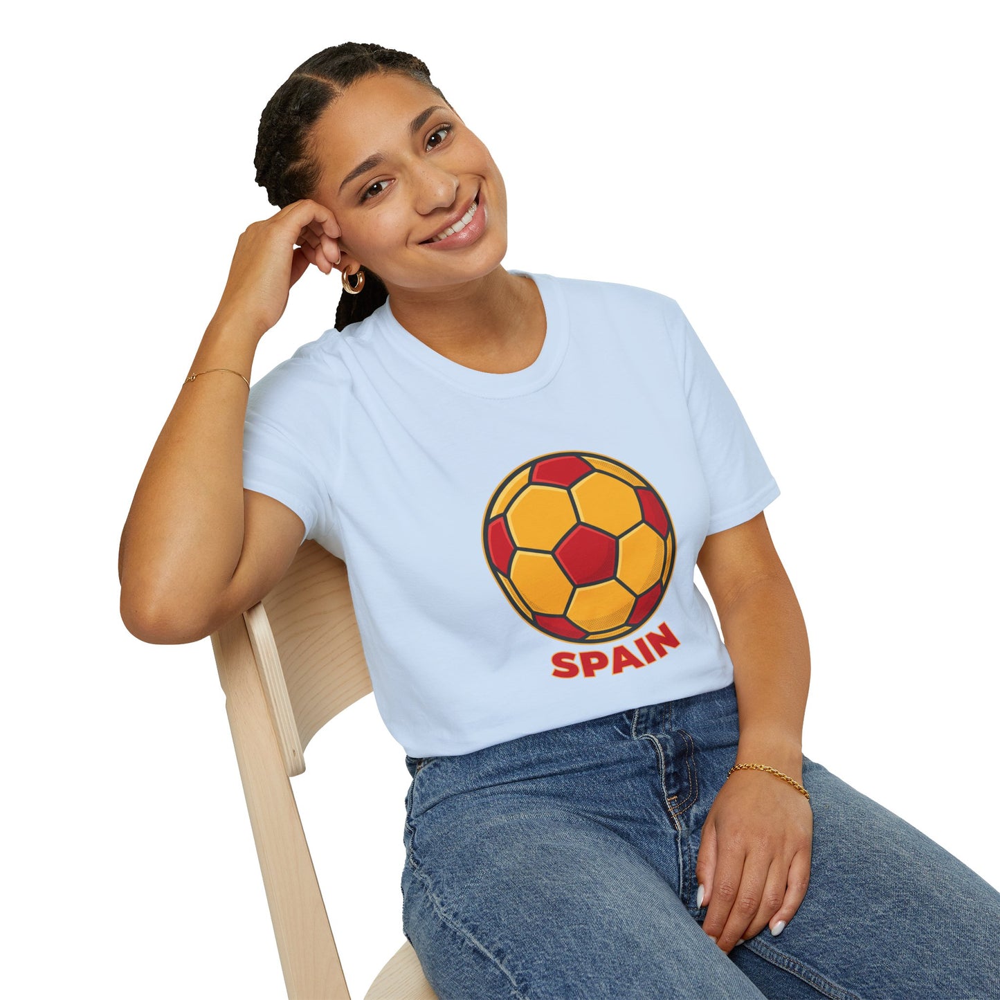 Spain Football Graphic Tee — Bold Red & Gold Soccer Shirt