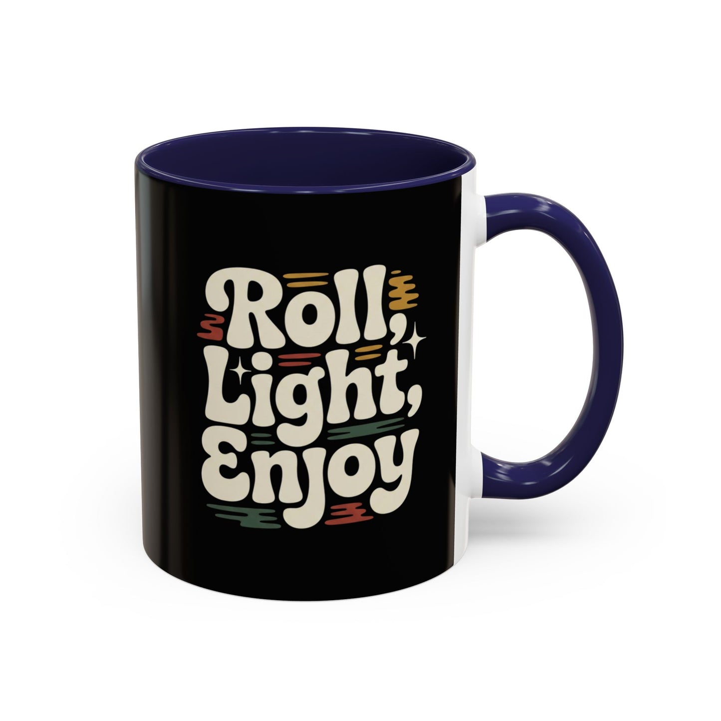Coffee Mug — "Roll Light, Enjoy" Retro Accent Coffee Cup (11/15oz)