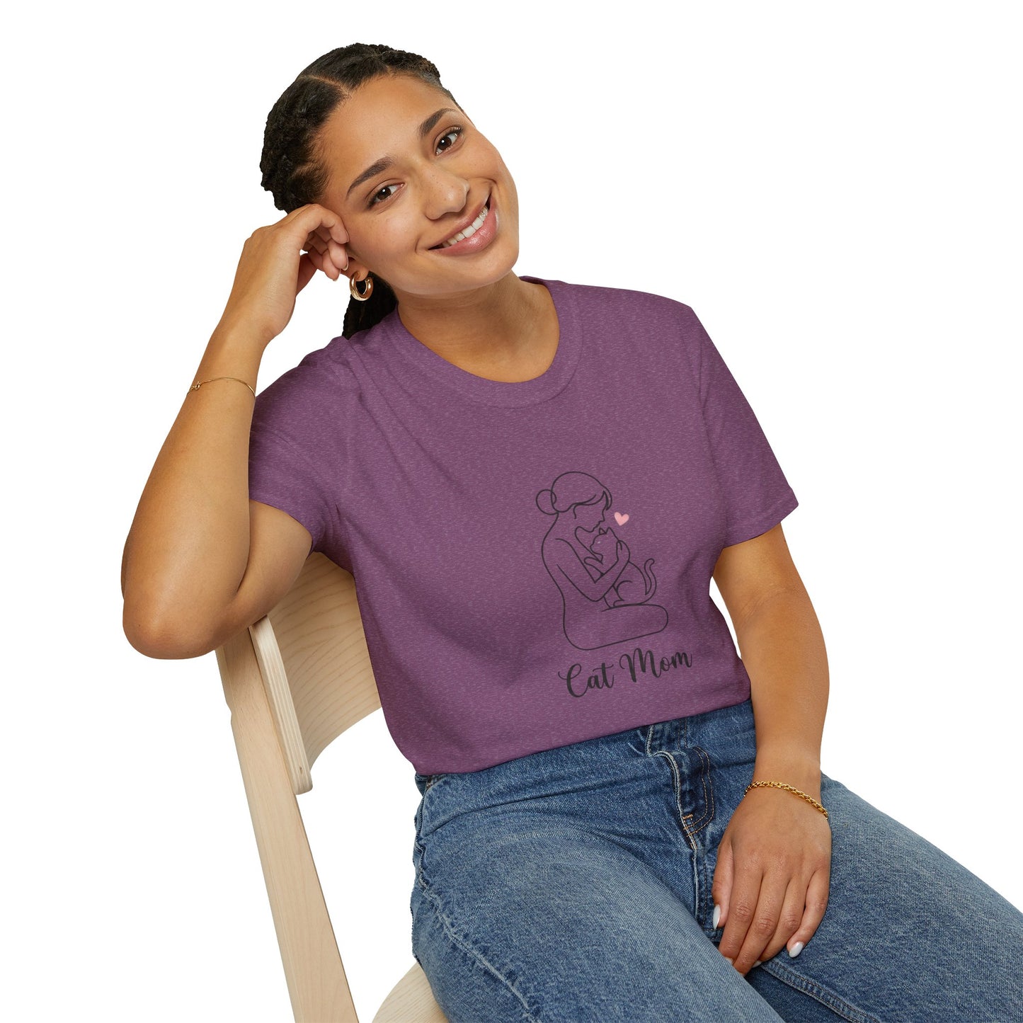 Cat Mom T-Shirt - Minimalist Line Art Graphic Tee - Cute Pet Lover Gift