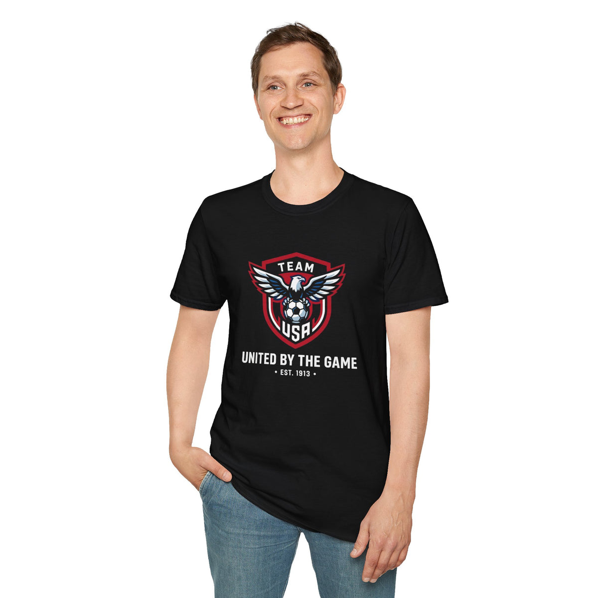 United By The Game Team USA Soccer T-Shirt — Bald Eagle Crest (EST. 1913)