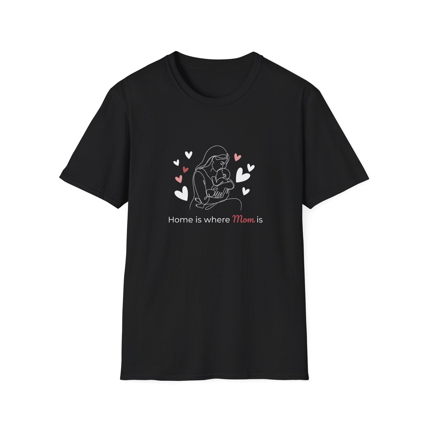 Home Is Where Mom Is T-Shirt — Cute Heart Mom Graphic Tee for Mother's Day