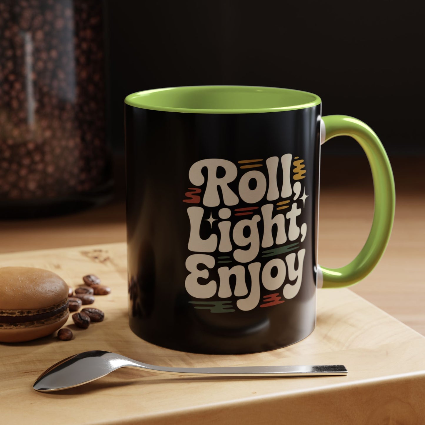 Coffee Mug — "Roll Light, Enjoy" Retro Accent Coffee Cup (11/15oz)
