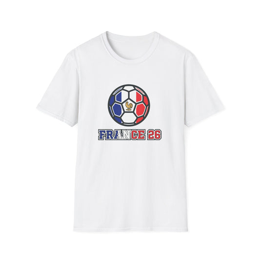 France 2026 Soccer T-Shirt — Tricolor Ball & Golden Gallic Rooster Graphic