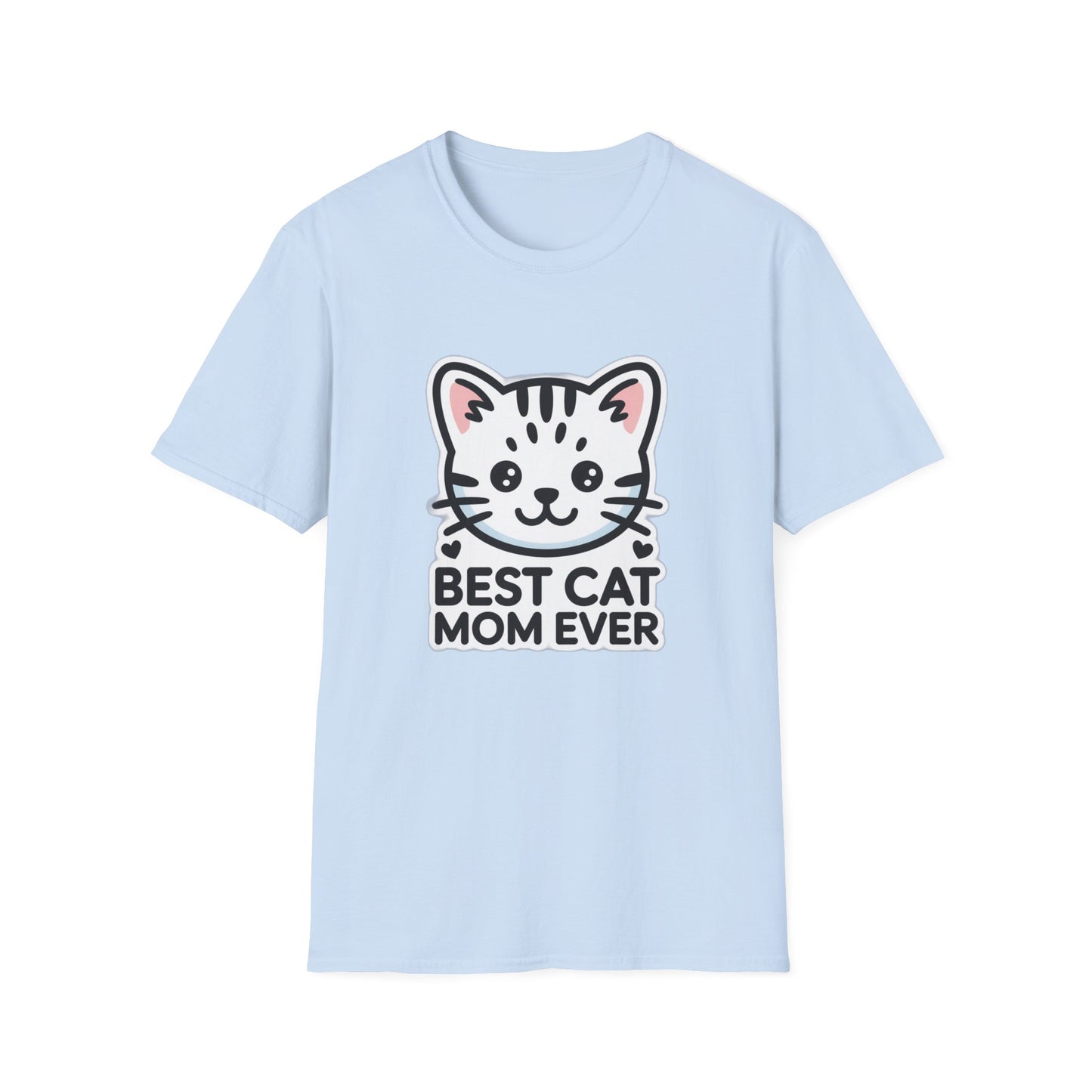 Best Cat Mom Ever T-Shirt - Kawaii Grey Tabby Cat Graphic Tee - Cute Cat Lover Gift