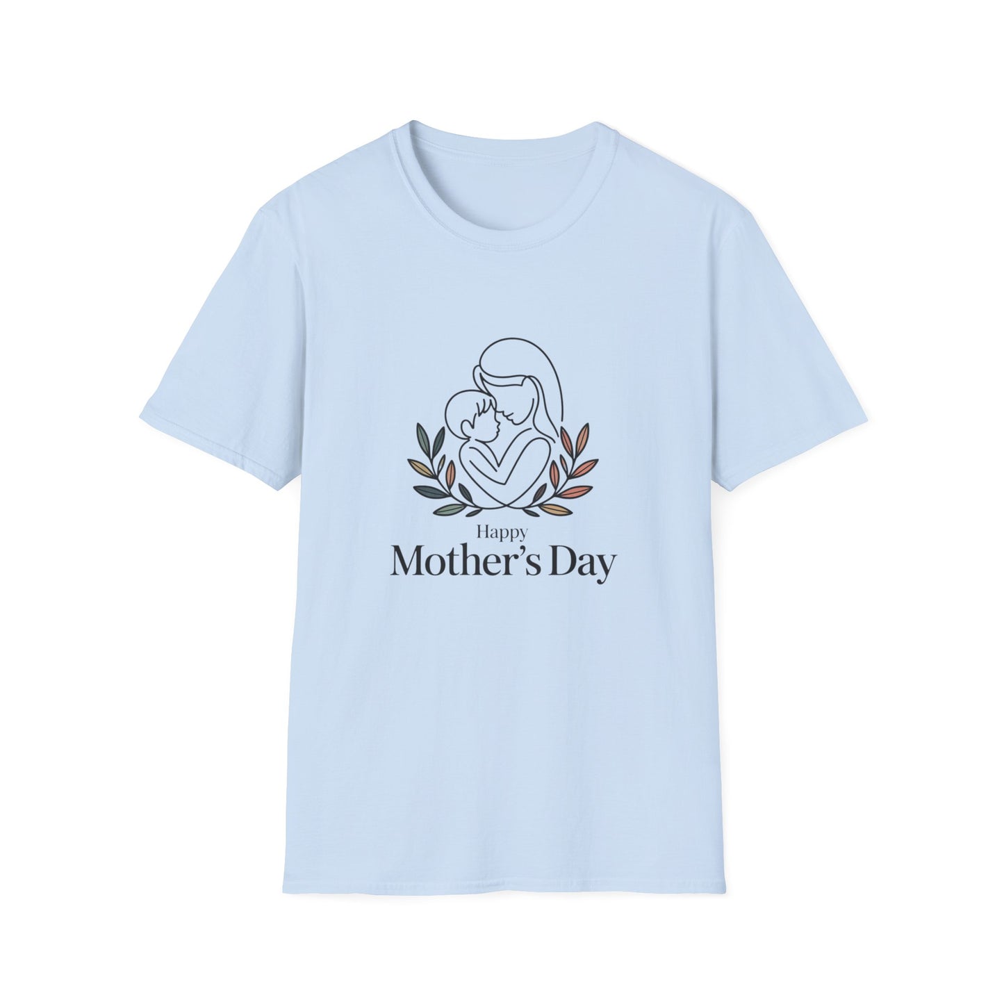Happy Mother's Day Gift - Aesthetic Mom Tee - Botanical T-Shirt - Minimalist Line Art Mom & Baby Gift Tee